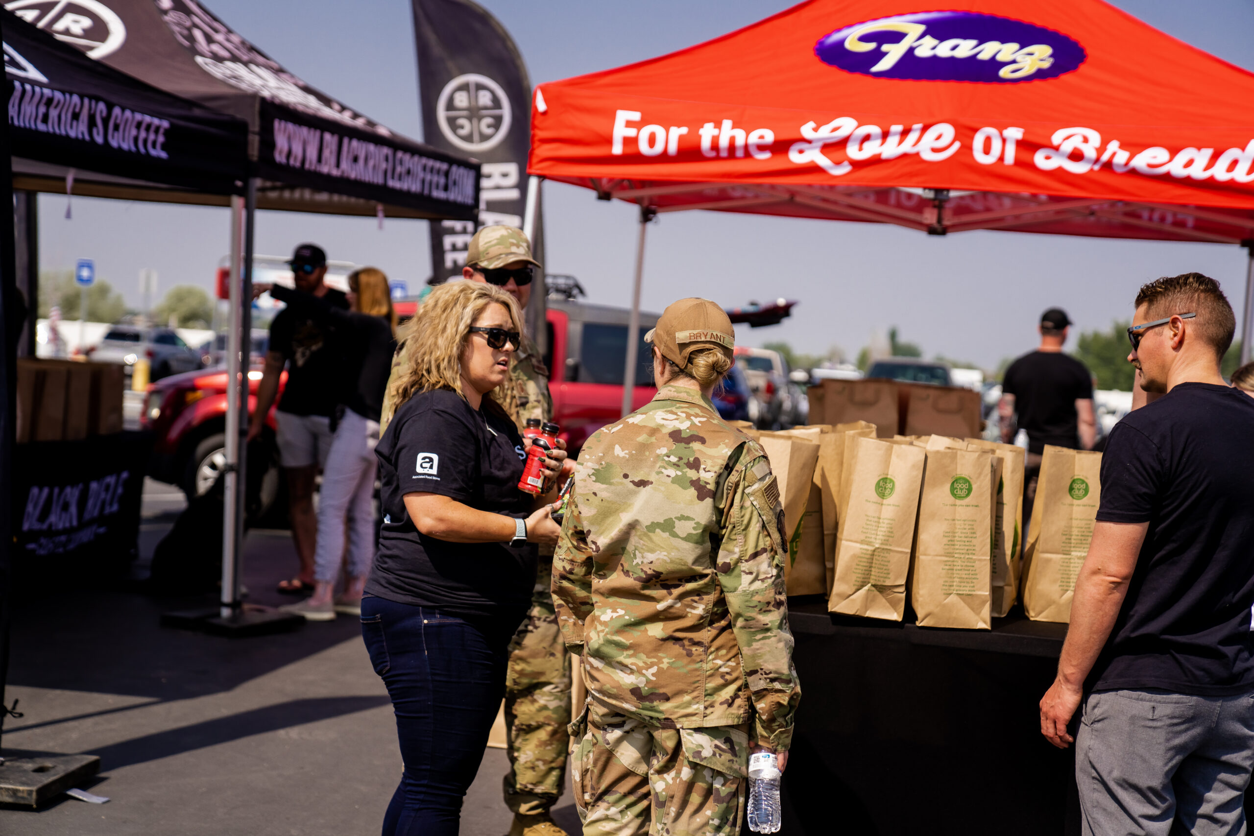 volunteers at food event