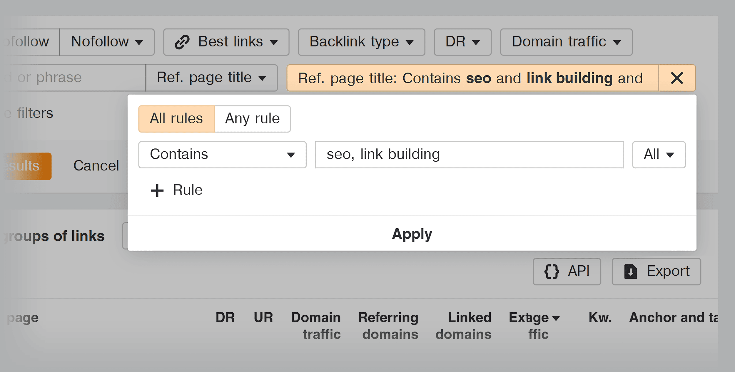 Ahref – Site Explorer – Filters Ahref – Site Explorer – Filters