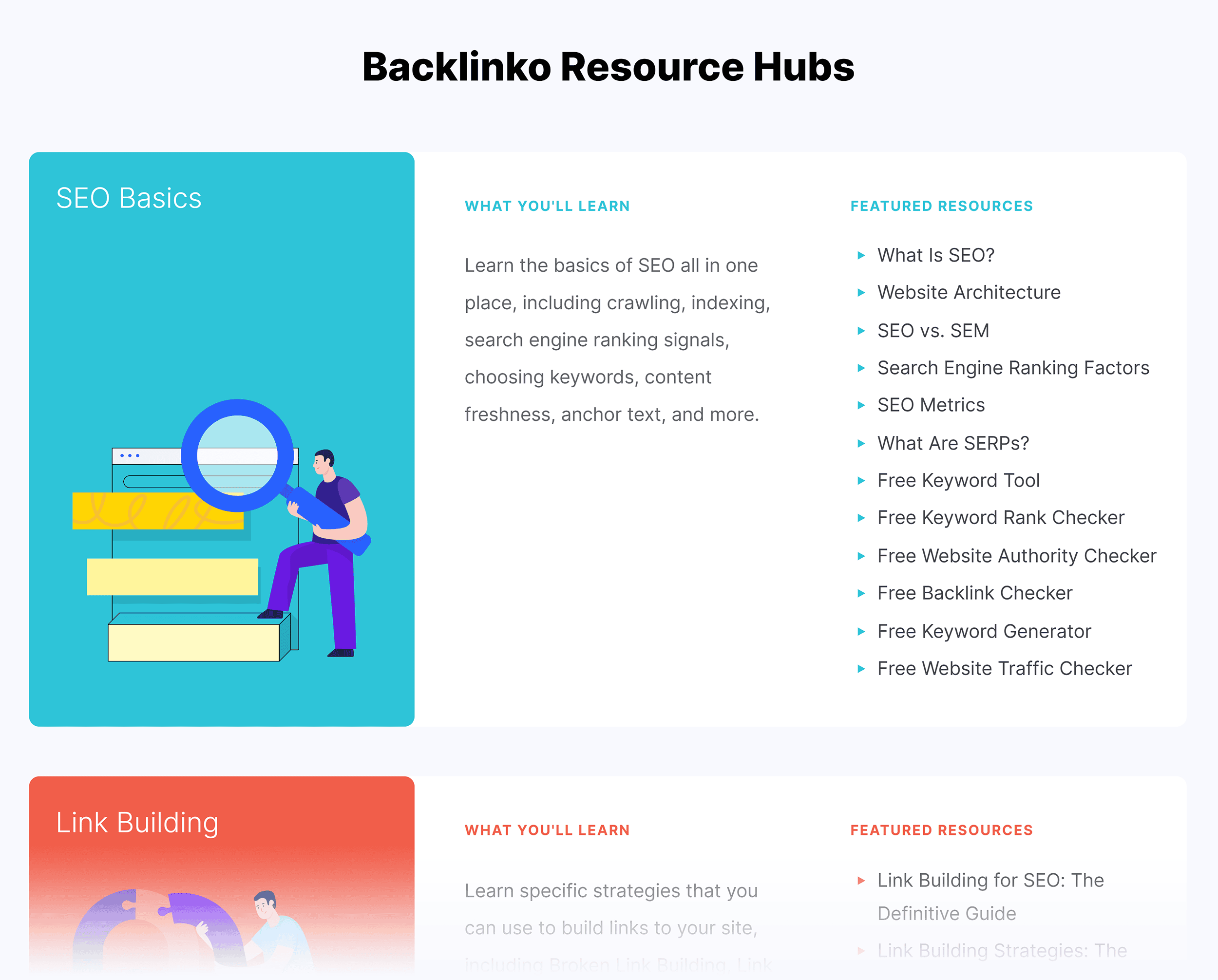 Backlinko – Homepage hub links Backlinko – Homepage hub links