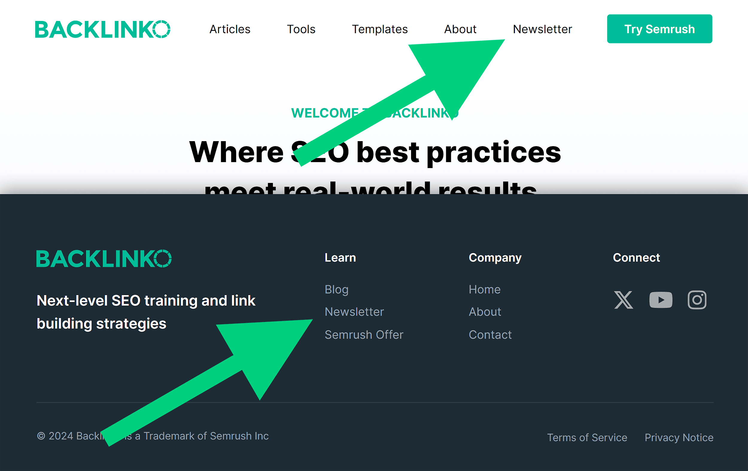 Backlinko – Homepage newsletter links Backlinko – Homepage newsletter links
