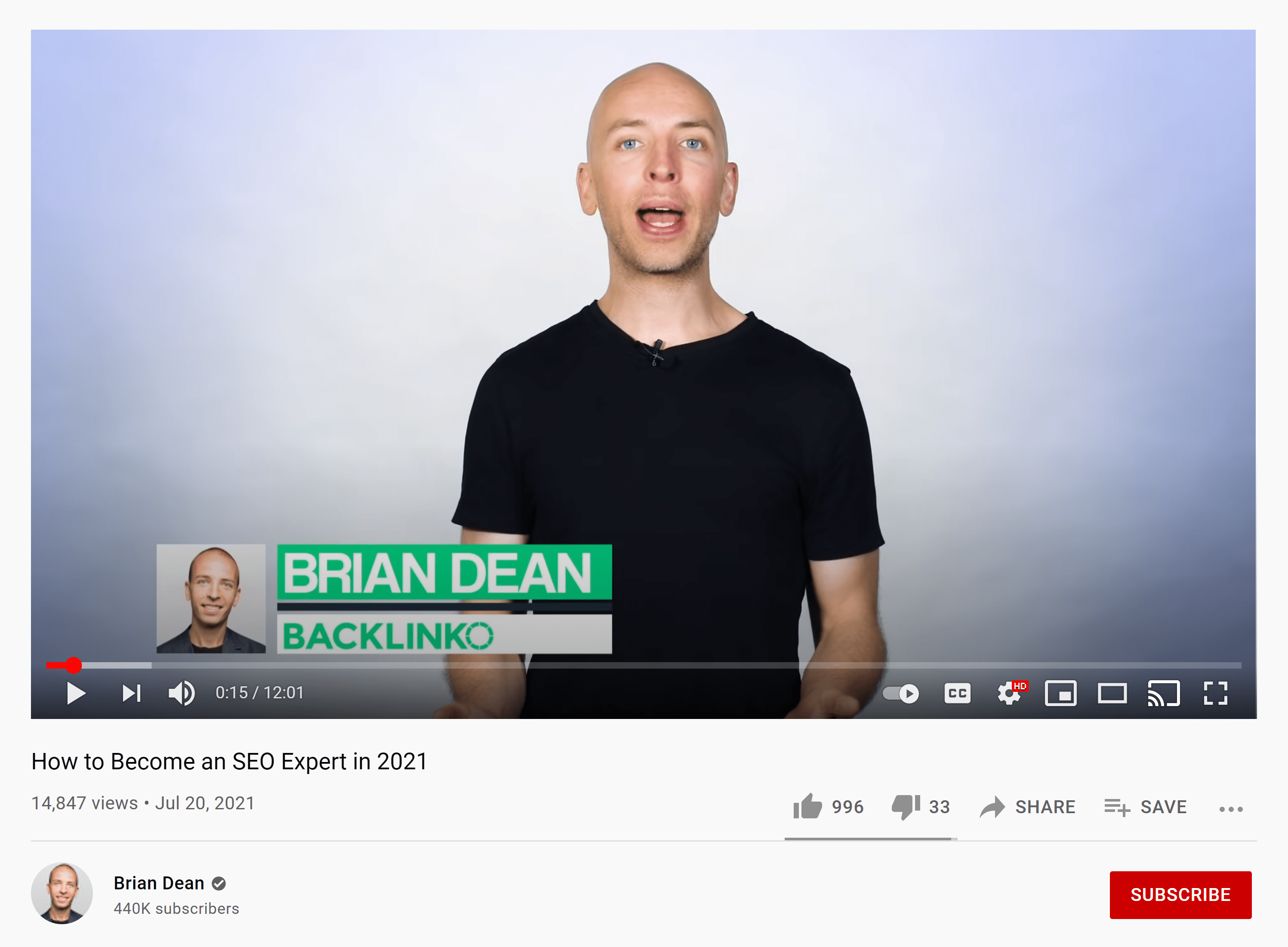 Backlinko – SEO expert YouTube video Backlinko – SEO expert YouTube video