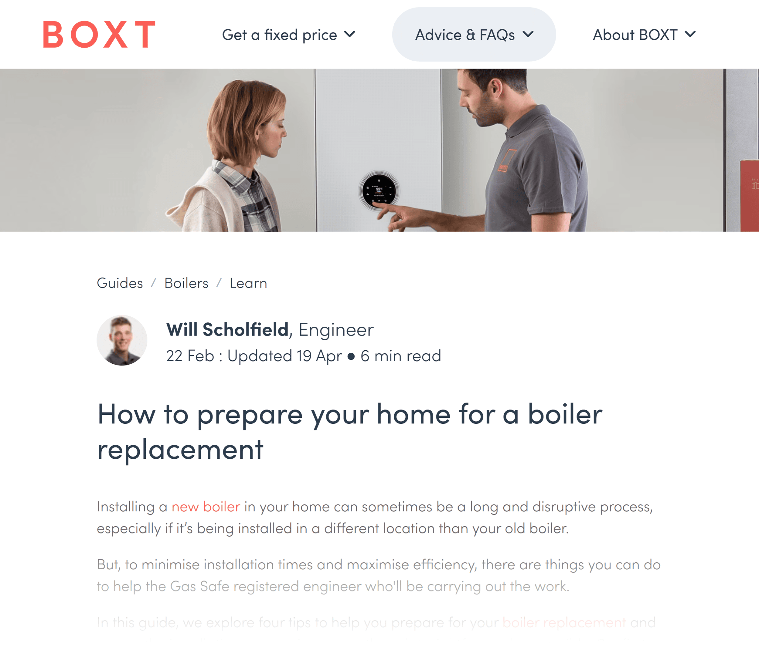Boxt – Prepare for boiler replacement Boxt – Prepare for boiler replacement