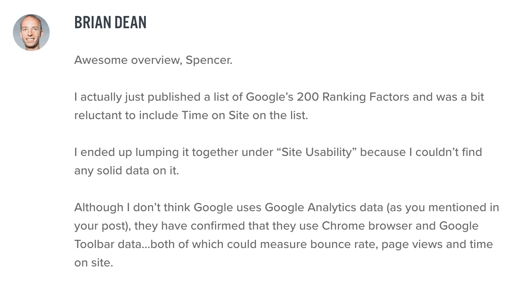 Brian comment on another site Brian comment on another site