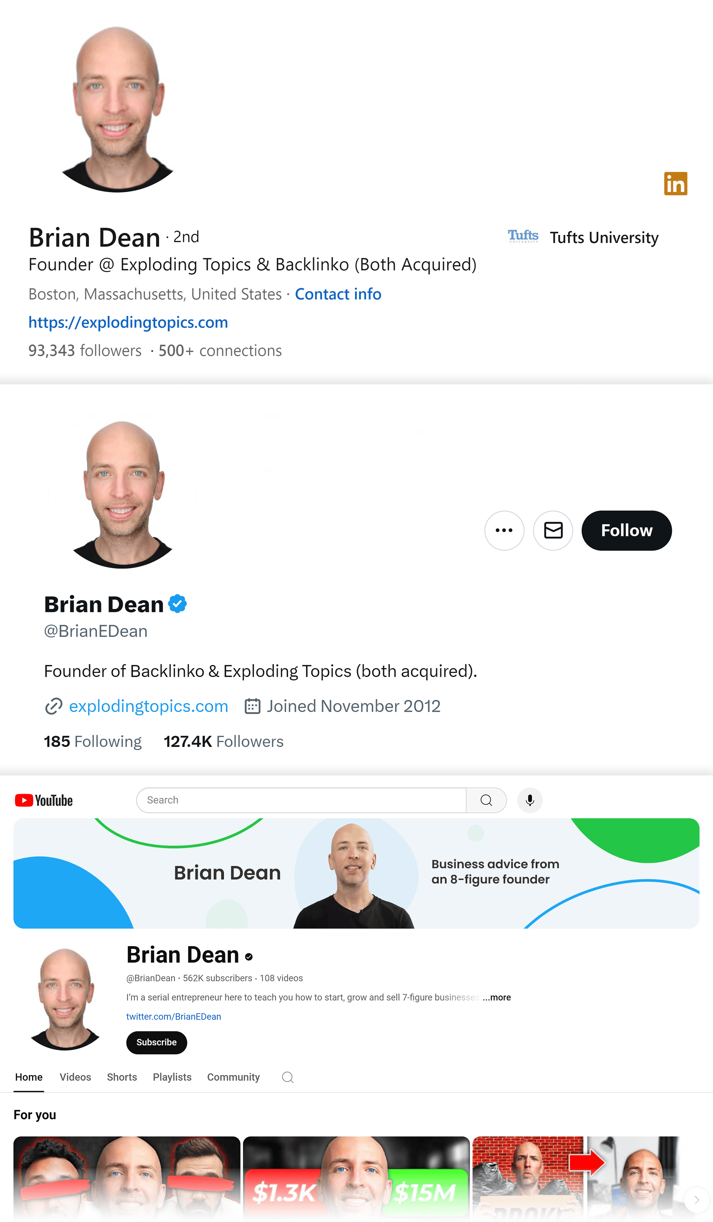 Brian Dean – LinkedIn – X – YouTube Brian Dean – LinkedIn – X – YouTube