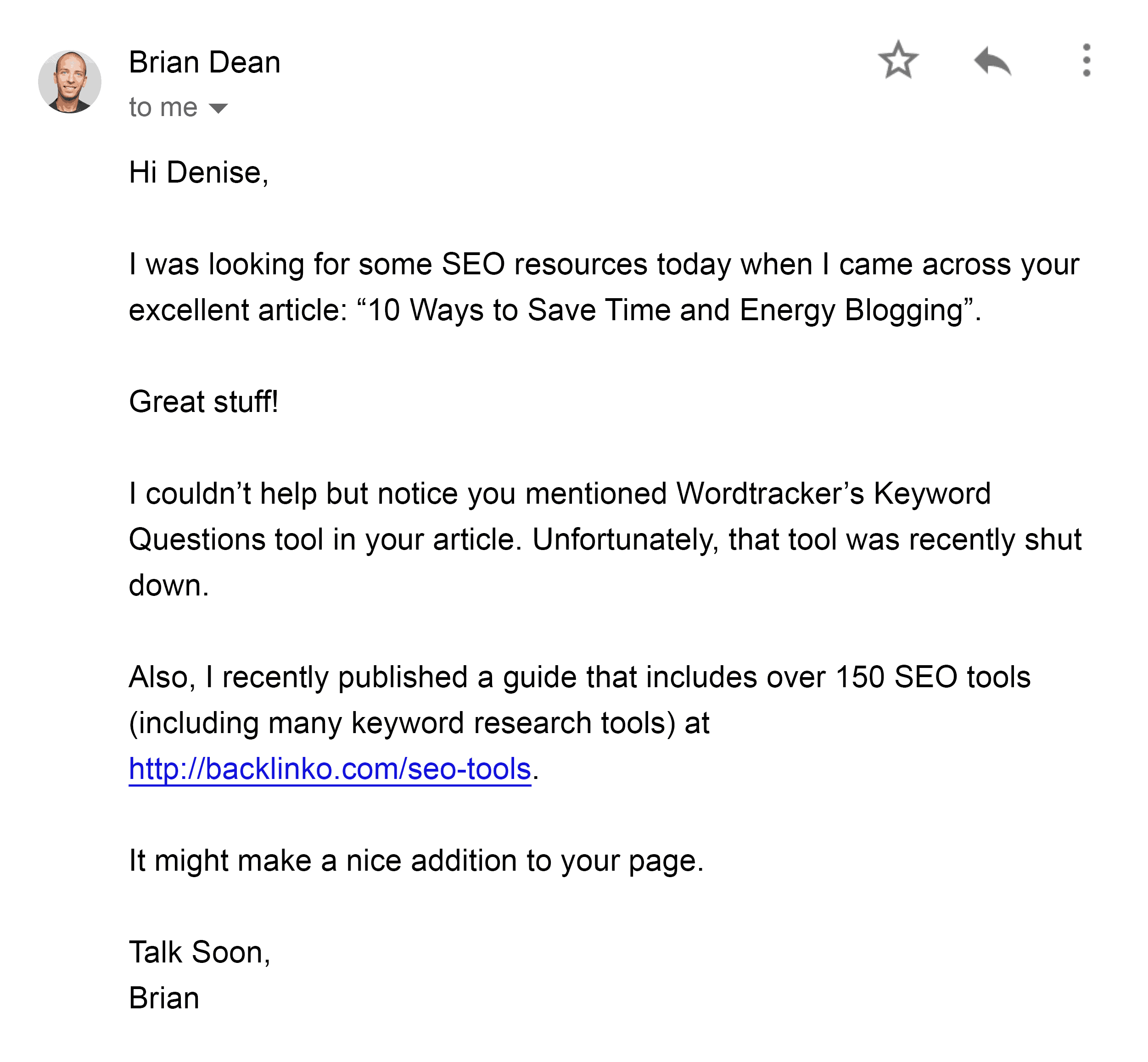 Brian’s outreach email – Wordtracker Brian's outreach email – Wordtracker