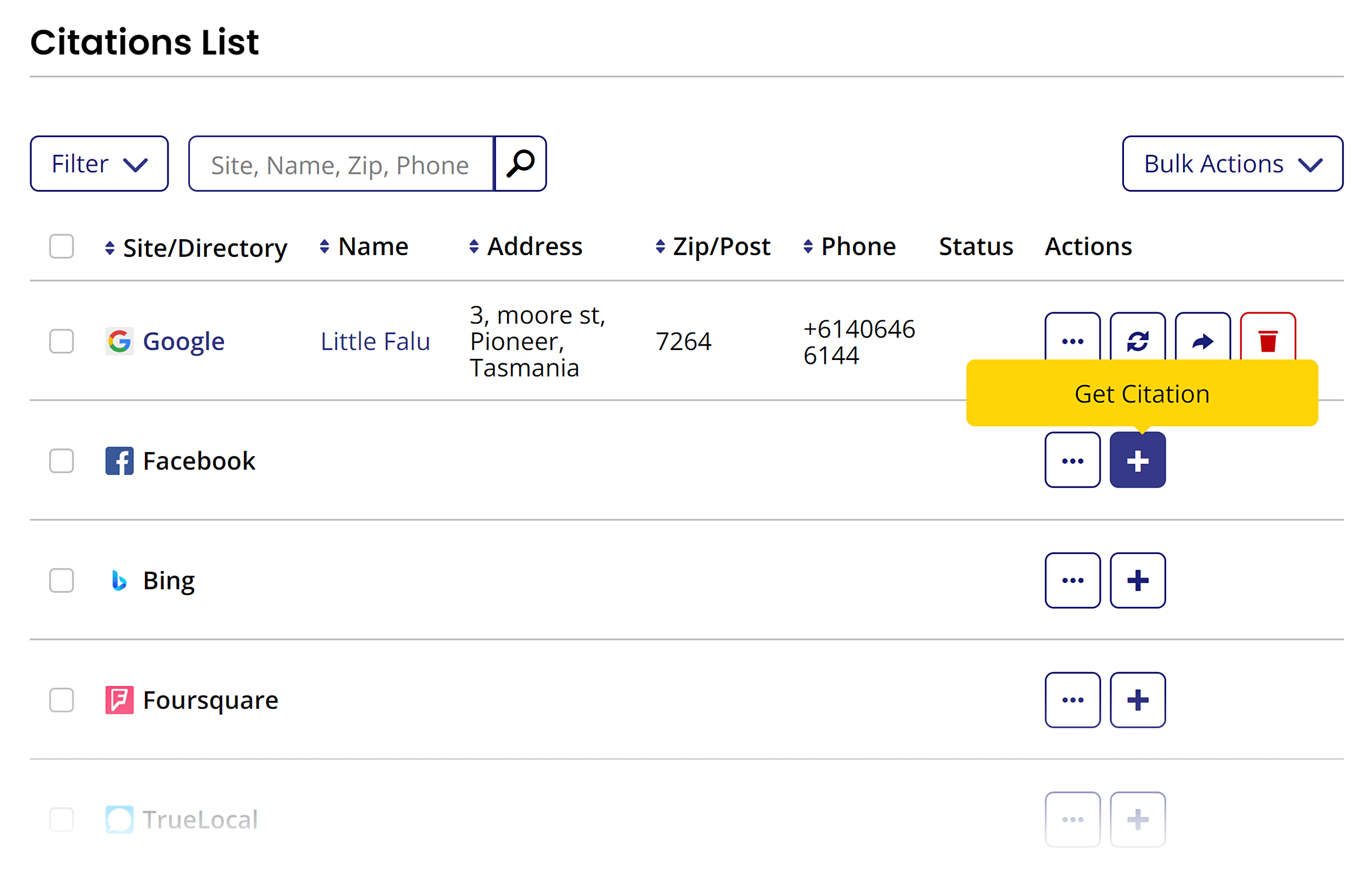 BrightLocal – Citations List BrightLocal – Citations List