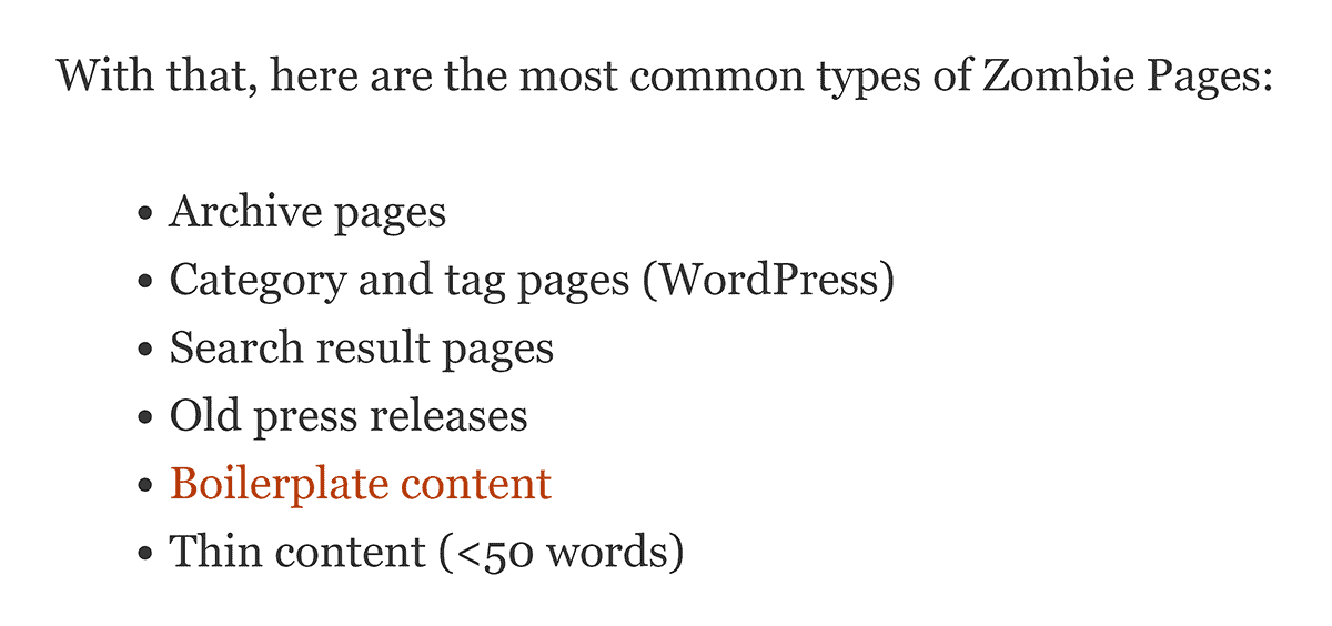 Bullet list in post Bullet list in post