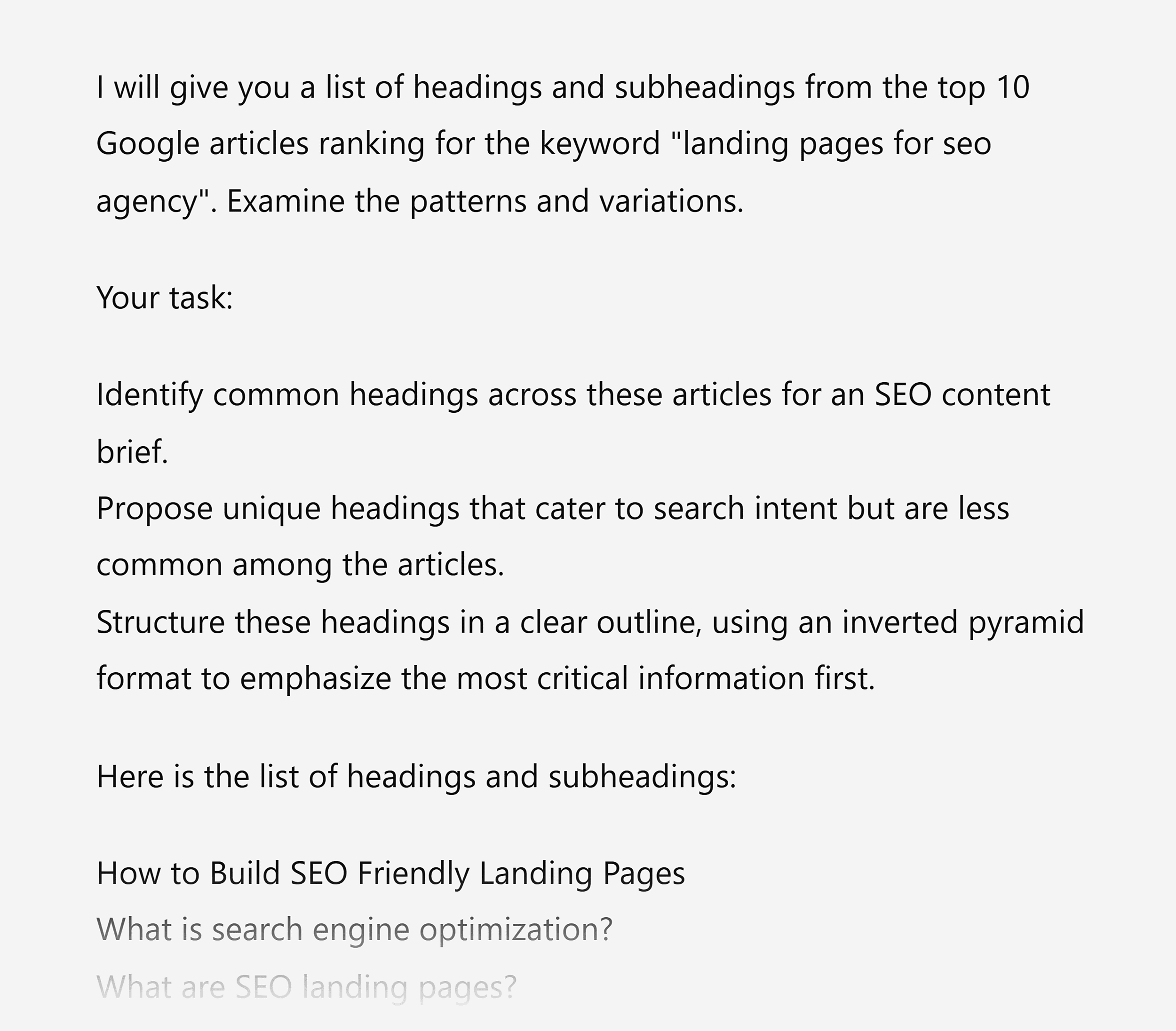 ChatGPT – Create outline – Input ChatGPT – Create outline – Input