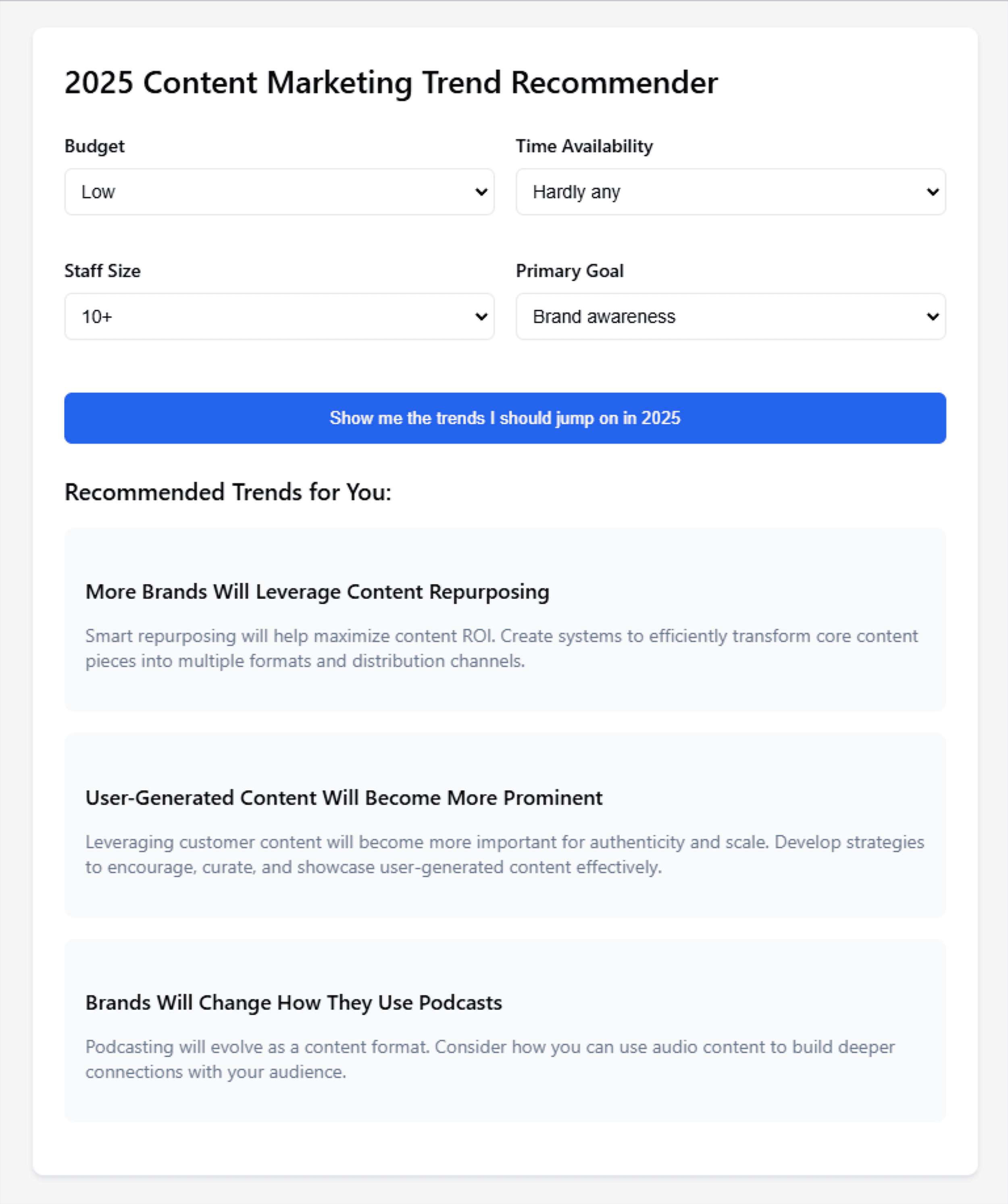Claude made Marketing Trent Recommender Claude made Marketing Trent Recommender