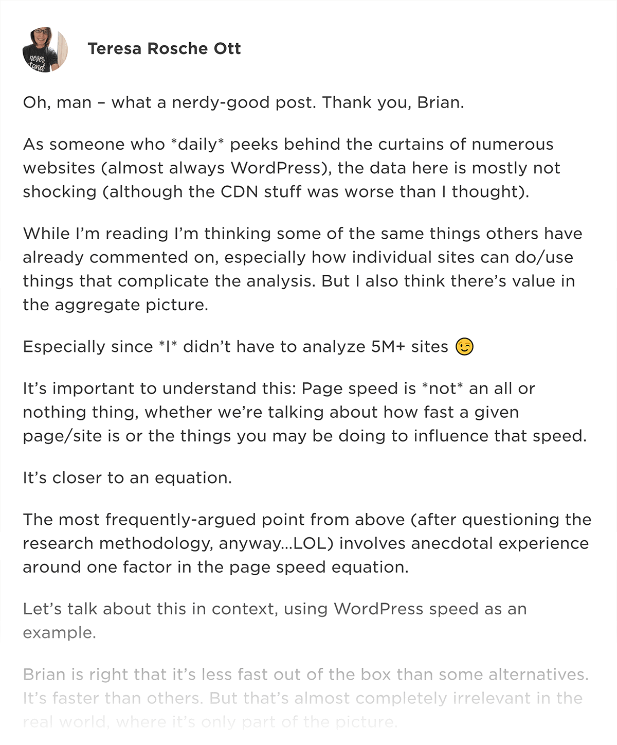 Comment from Teresa on Backlinko post Comment from Teresa on Backlinko post