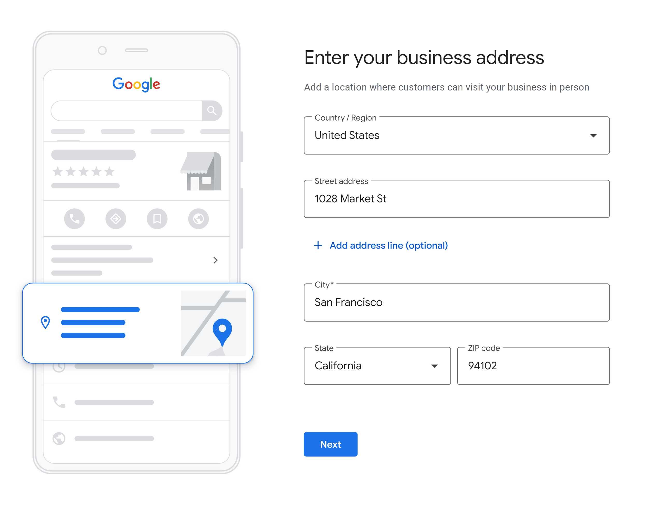 Enter your business address Enter your business address