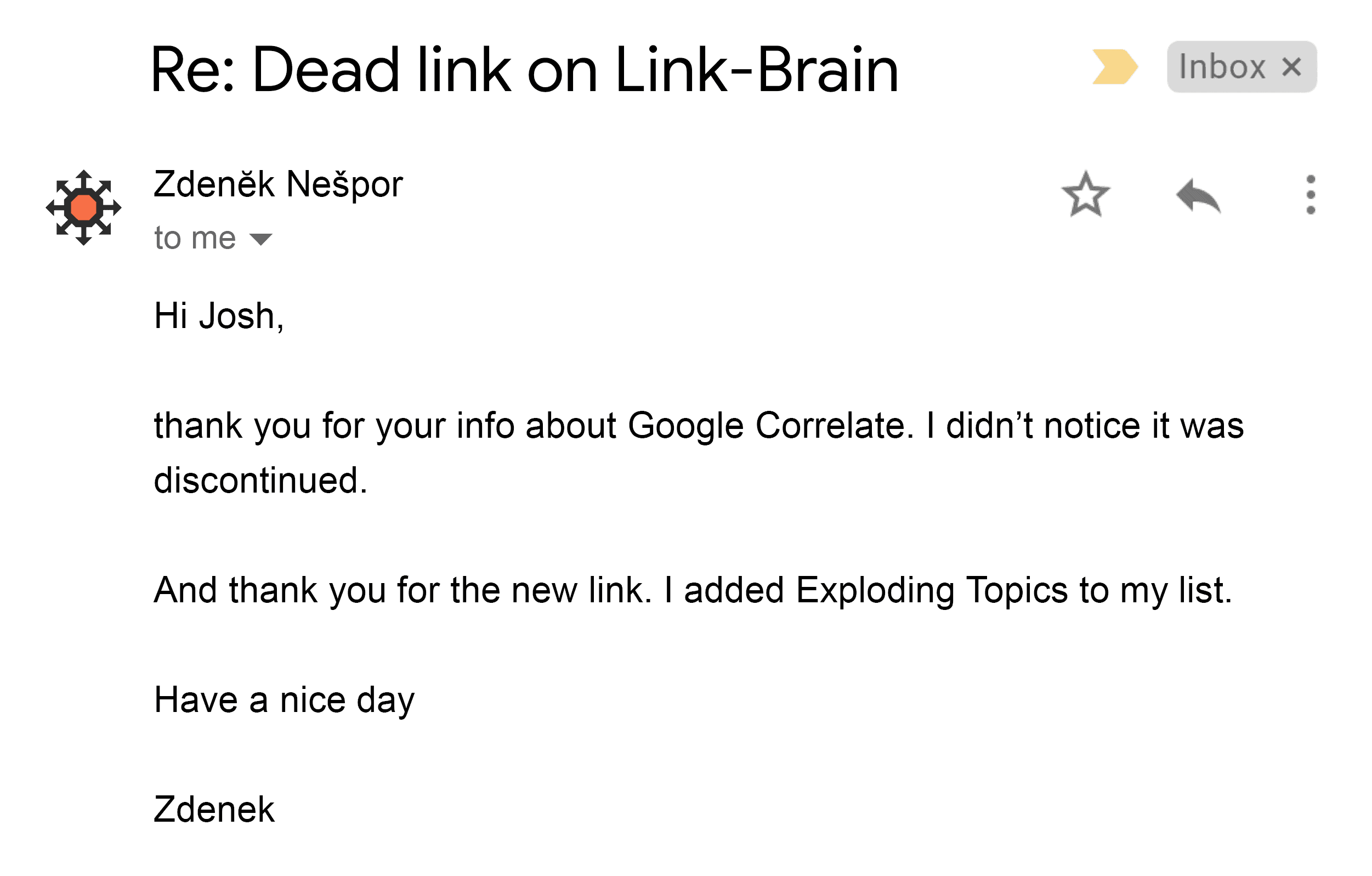 Exploding Topics – Outreach email Exploding Topics – Outreach email