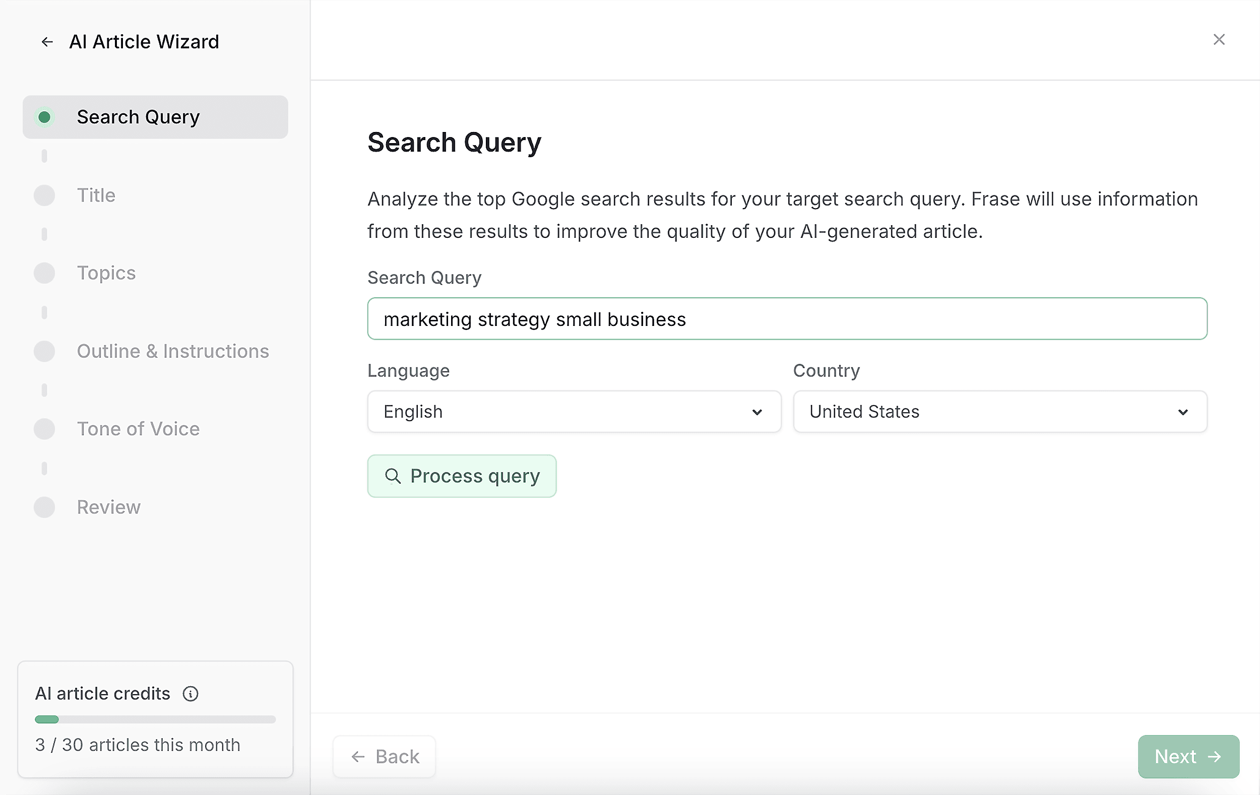 Frase – AI Wizard – Search Query Frase – AI Wizard – Search Query