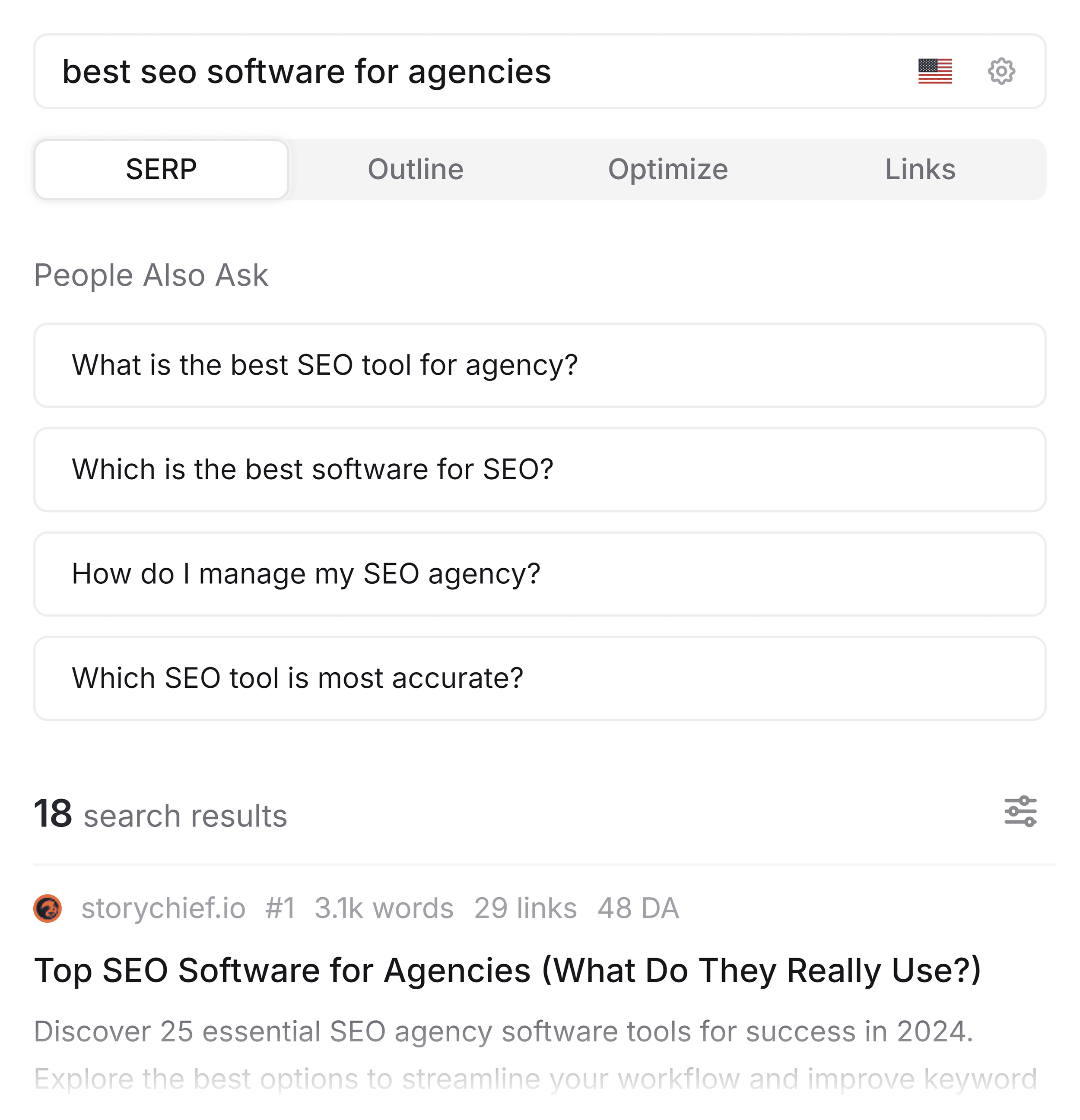 Frase – SERP results Frase – SERP results