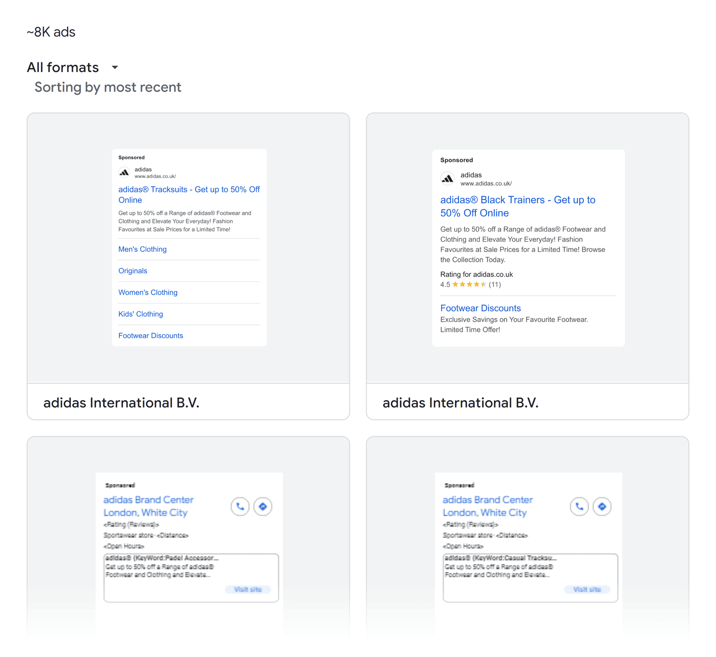 Google Ads Transparency Center – Adidas