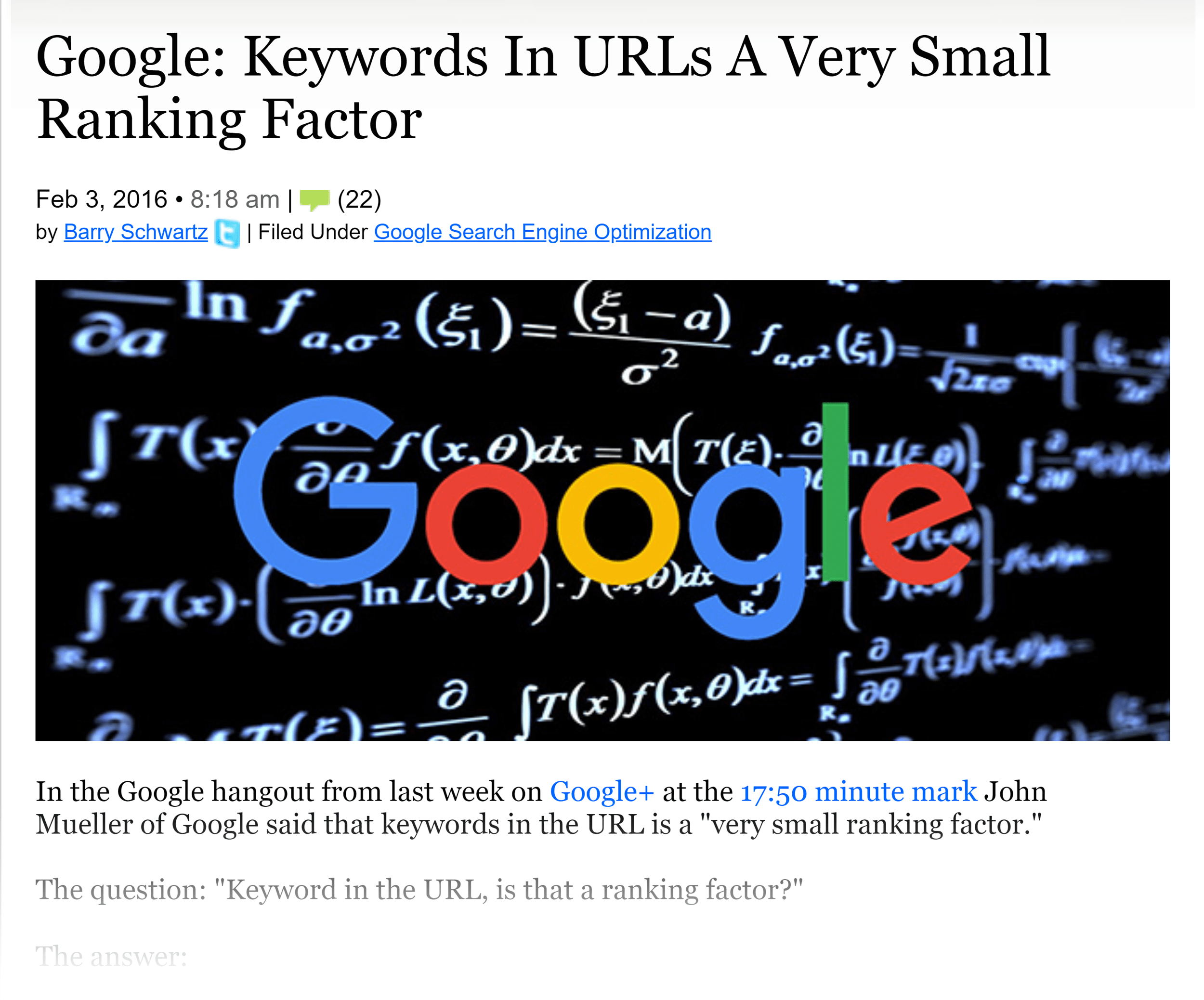 Google on keyword in URL Google on keyword in URL