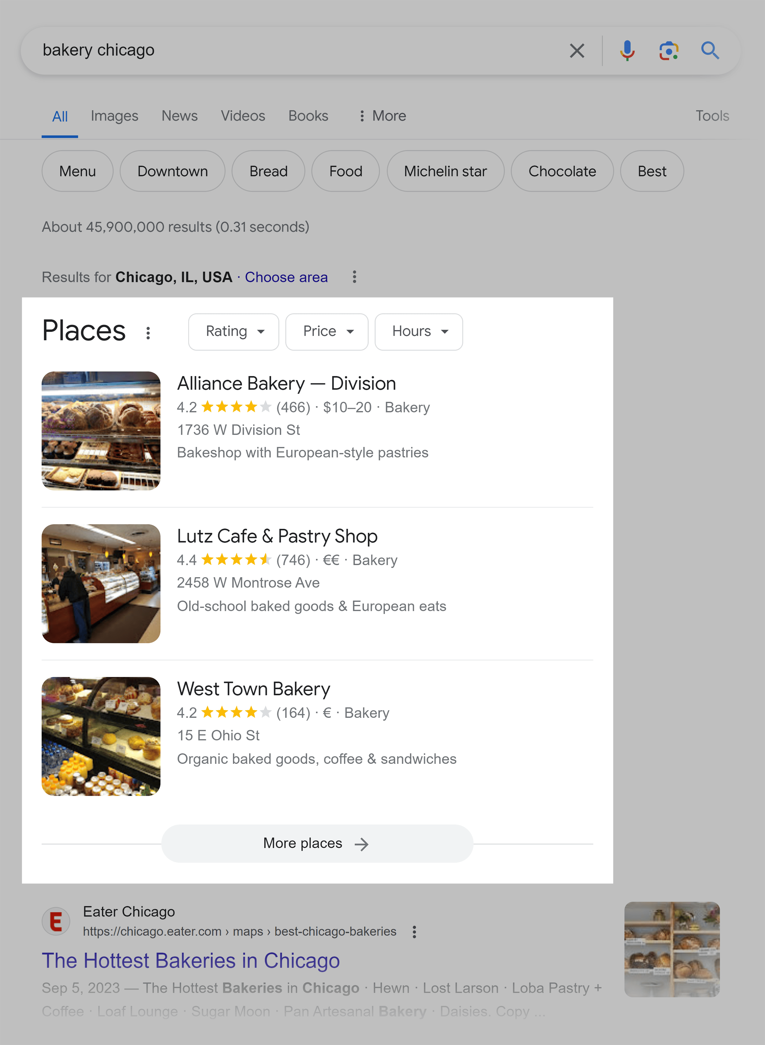 Google SERP – Bakery Chicago Google SERP – Bakery Chicago