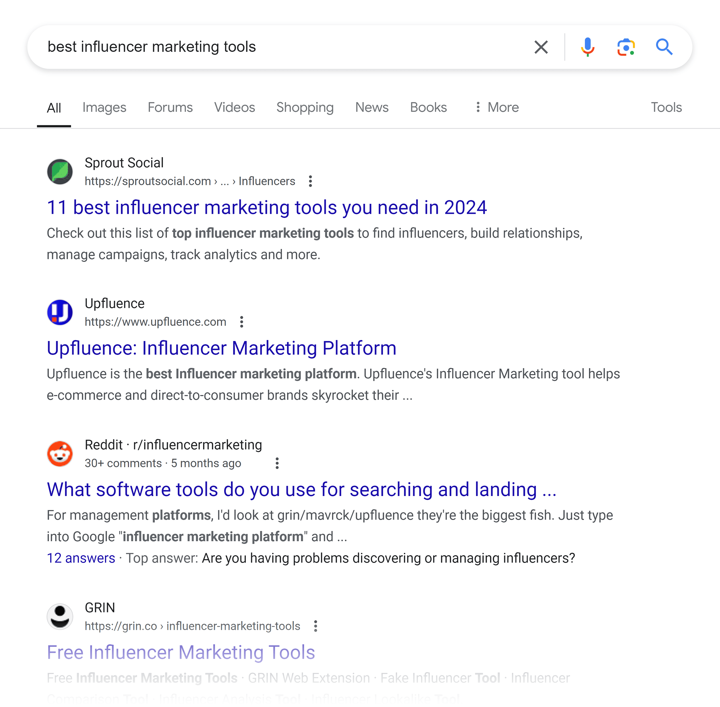 Google SERP – Best influencer marketing tools Google SERP – Best influencer marketing tools
