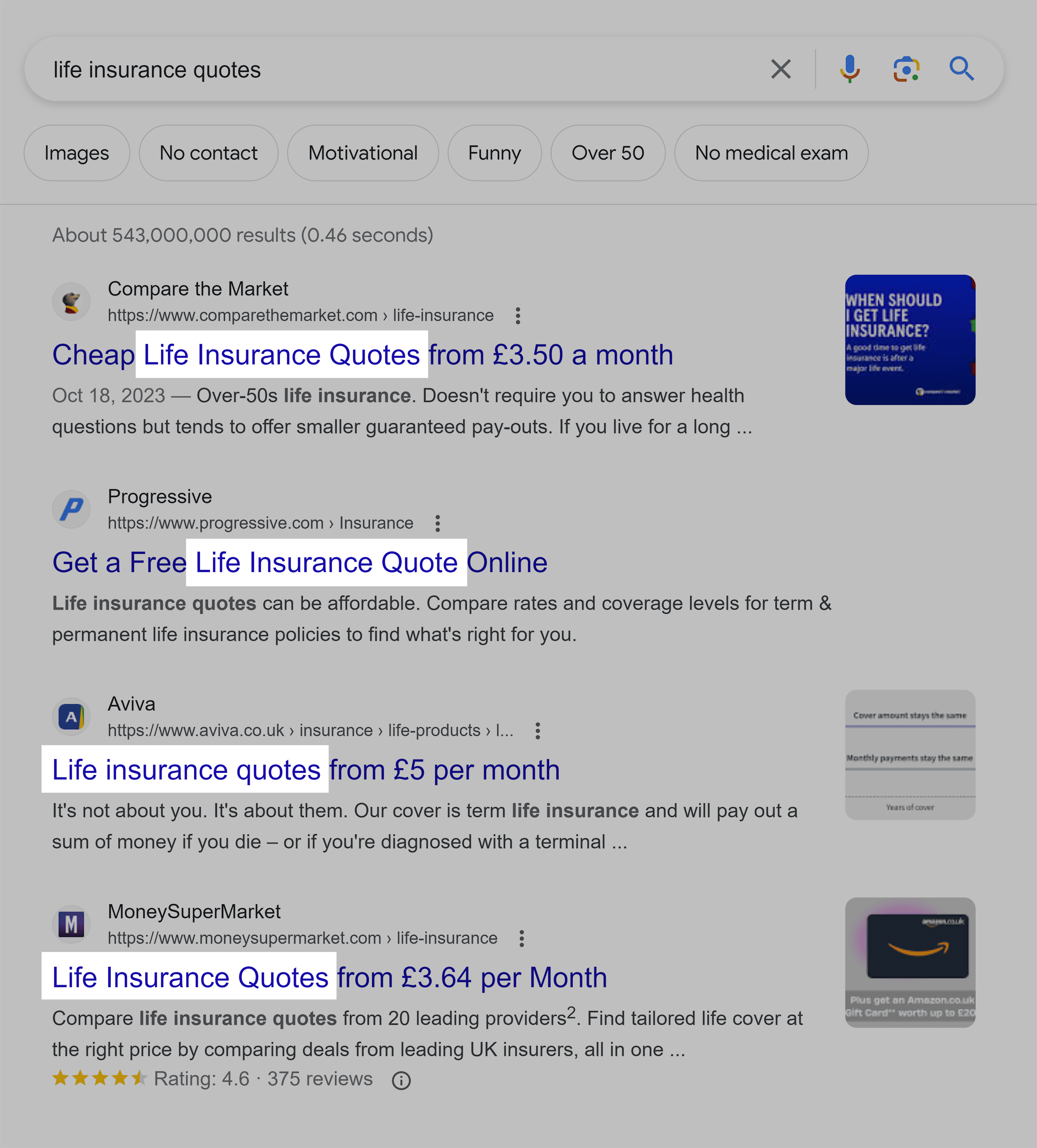 Google SERP – Life Insurance Quotes Google SERP – Life Insurance Quotes