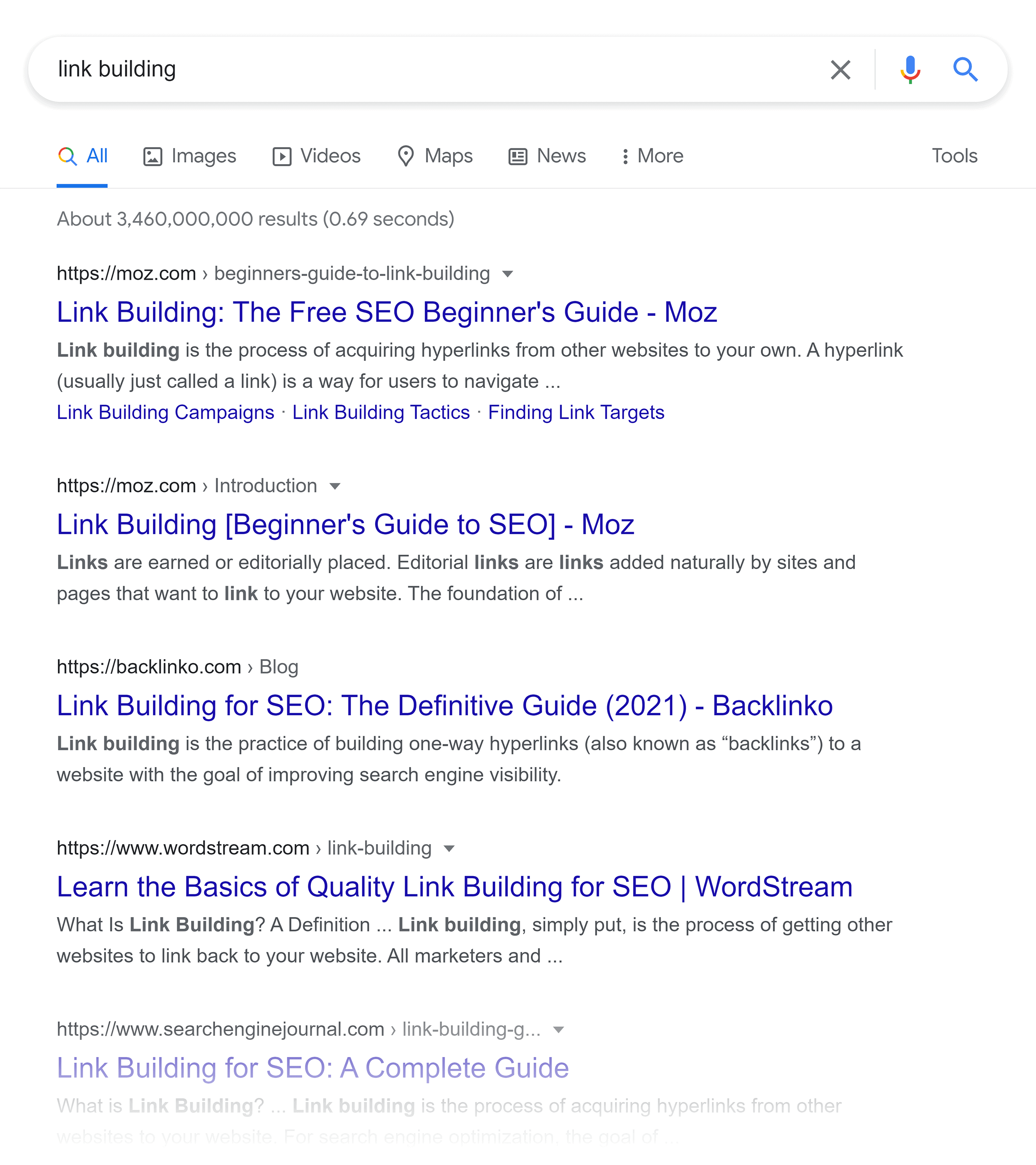 Google SERP – Link building Google SERP – Link building