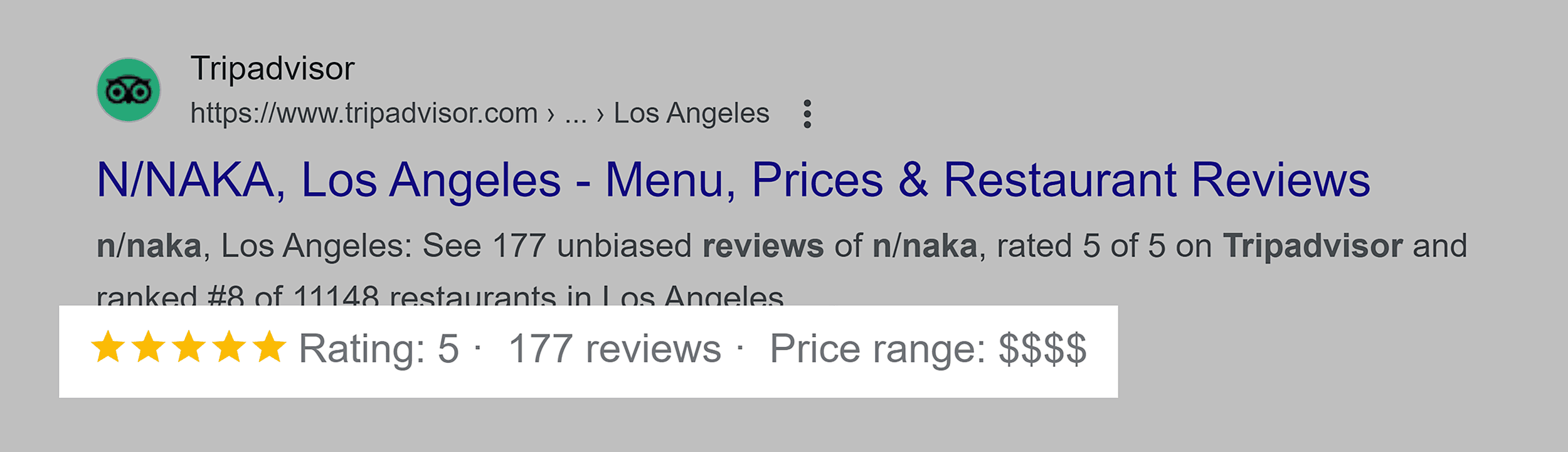 Google SERP – Restaurant schema Google SERP – Restaurant schema