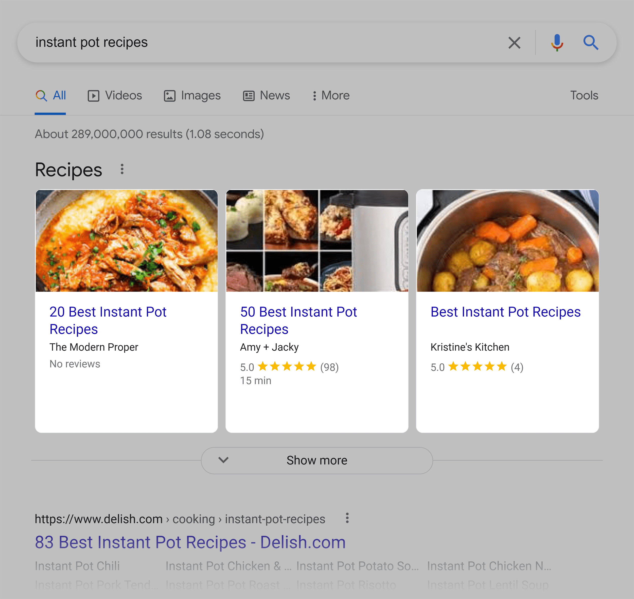 Google SERP – Review schema Google SERP – Review schema
