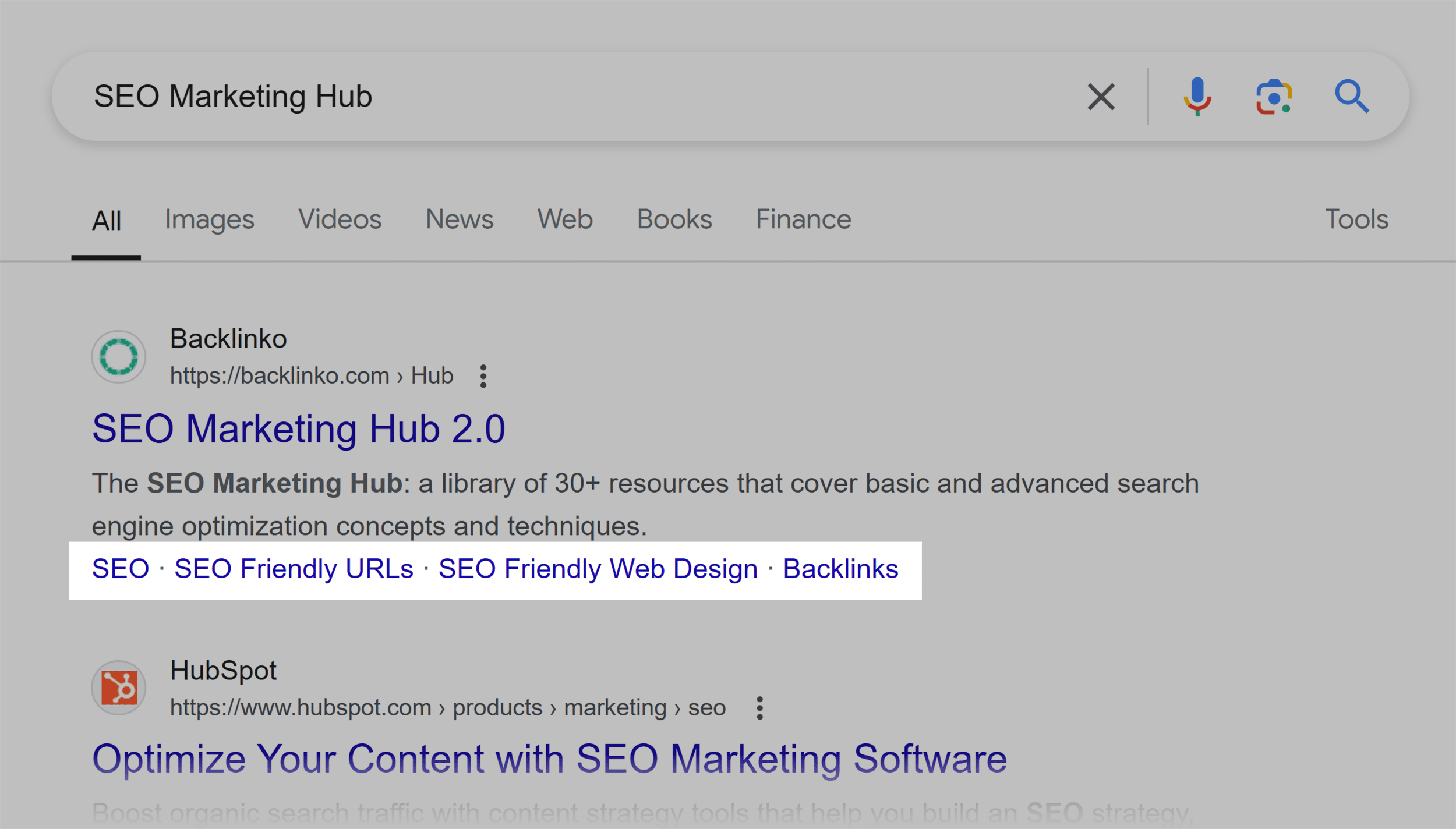Google SERP – SEO Marketing Hub – Sitelinks Google SERP – SEO Marketing Hub – Sitelinks