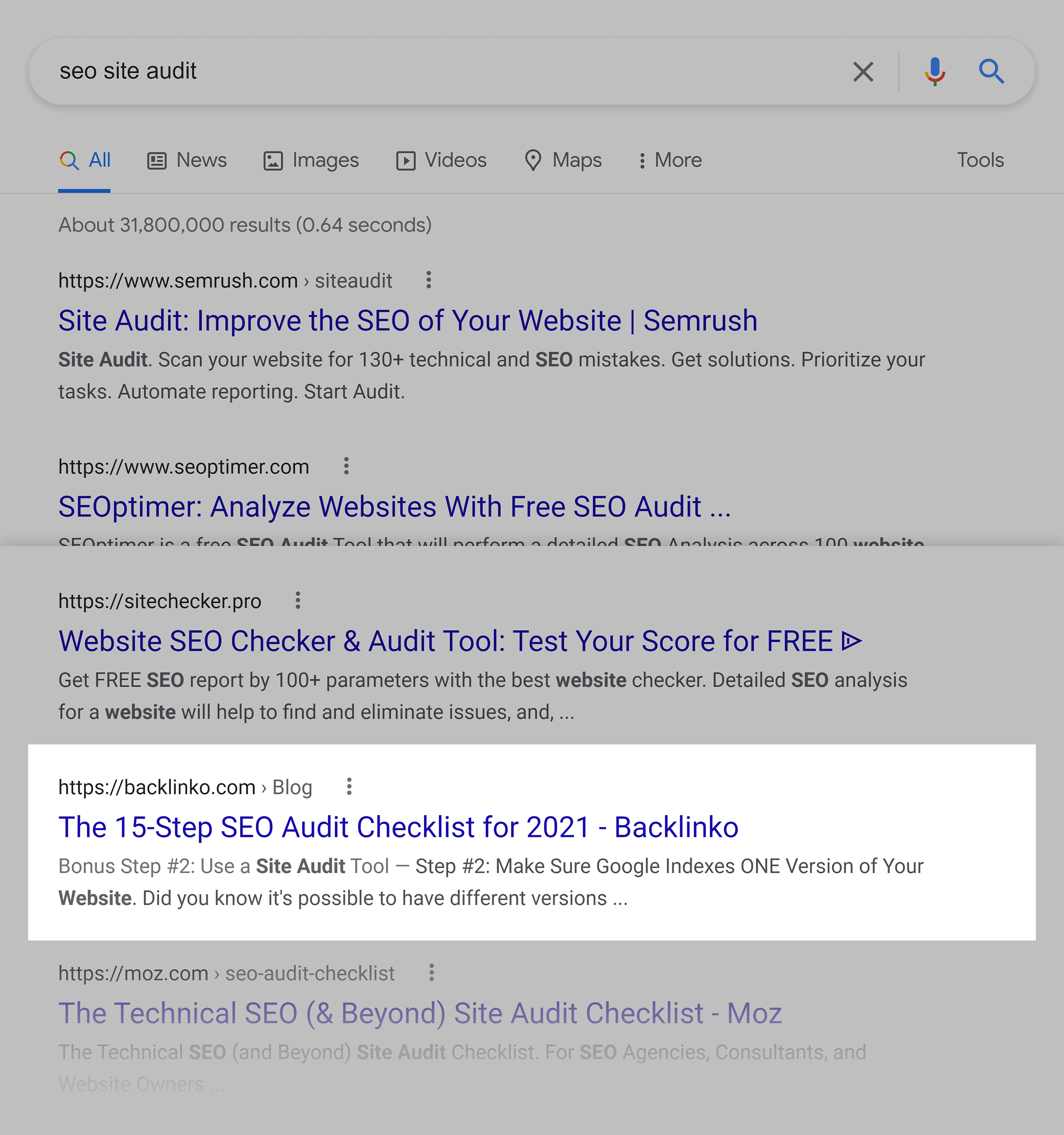 Google SERP – SEO site audit Google SERP – SEO site audit