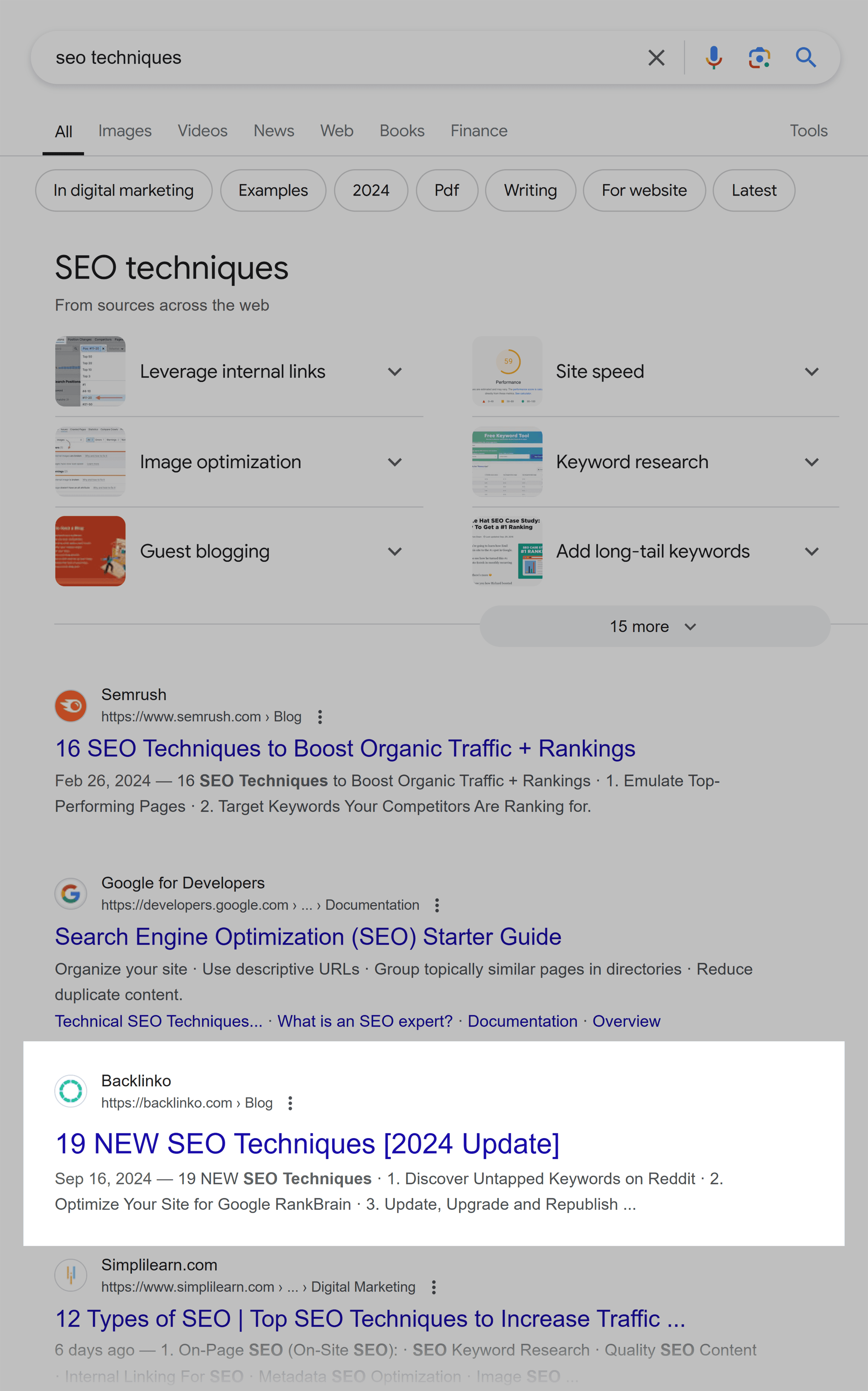 Google SERP – SEO techniques