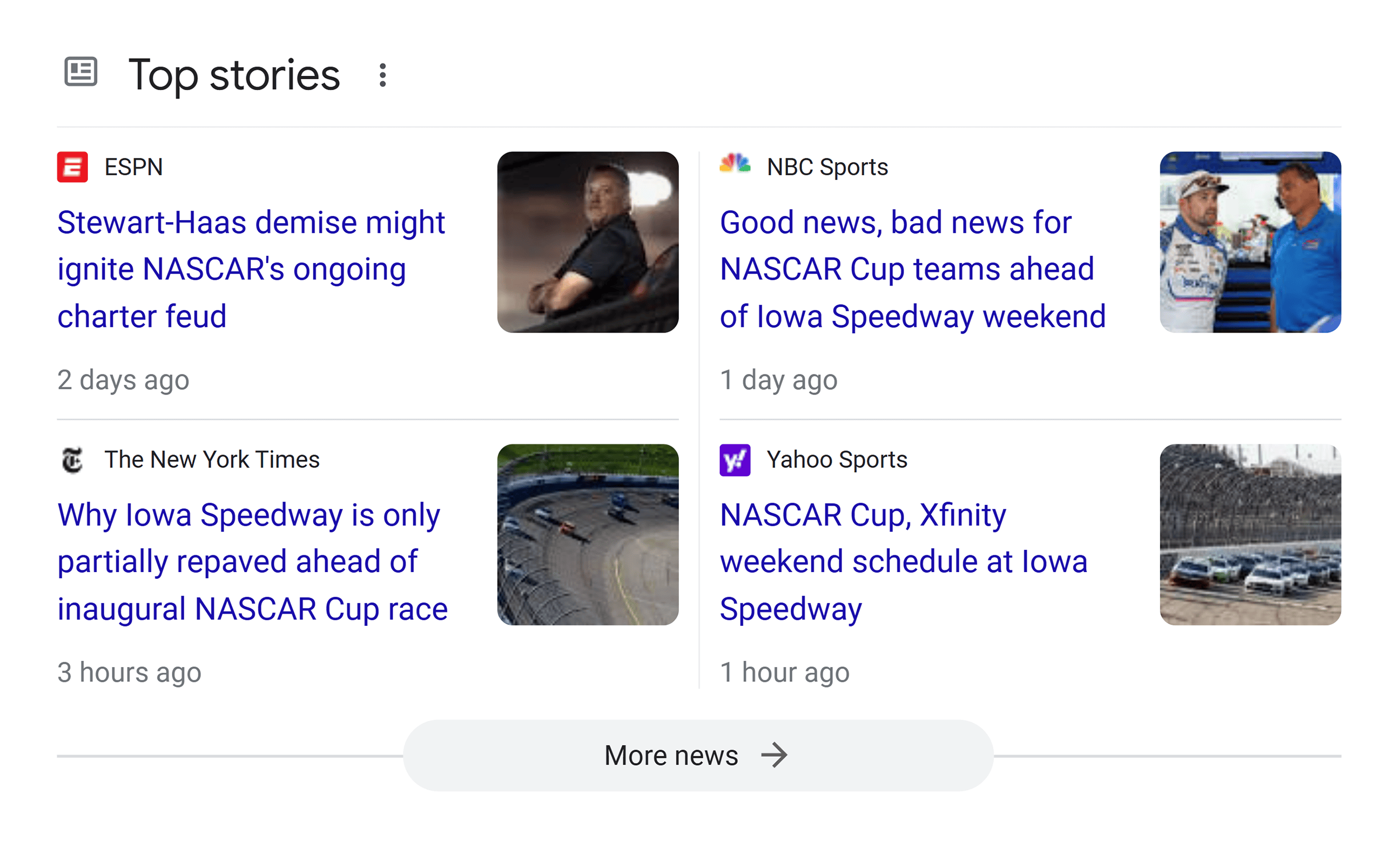 Google SERP – Top stories Google SERP – Top stories