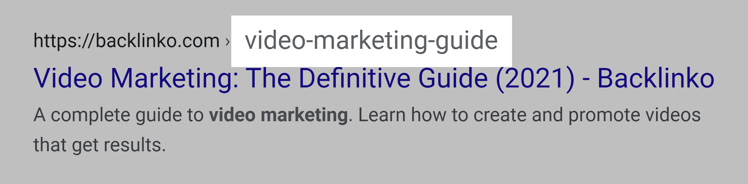 Google SERP – “Video marketing” in URL Google SERP – "Video marketing" in URL