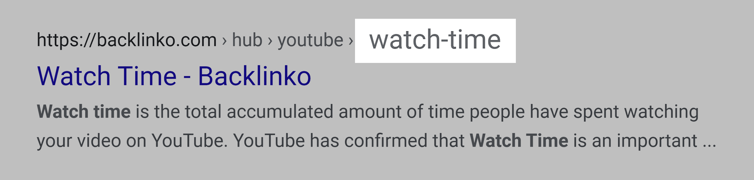 Google SERP – “Watch time” in URL Google SERP – "Watch time" in URL