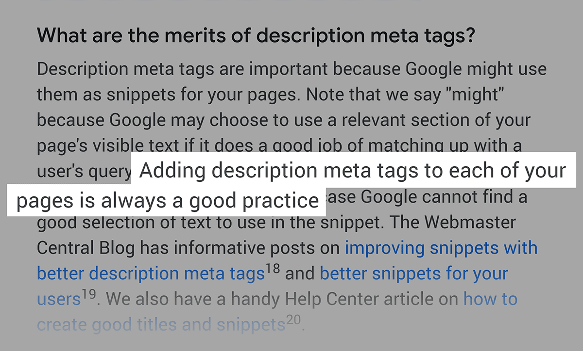 Google Webmasters on Description meta tag Google Webmasters on Description meta tag
