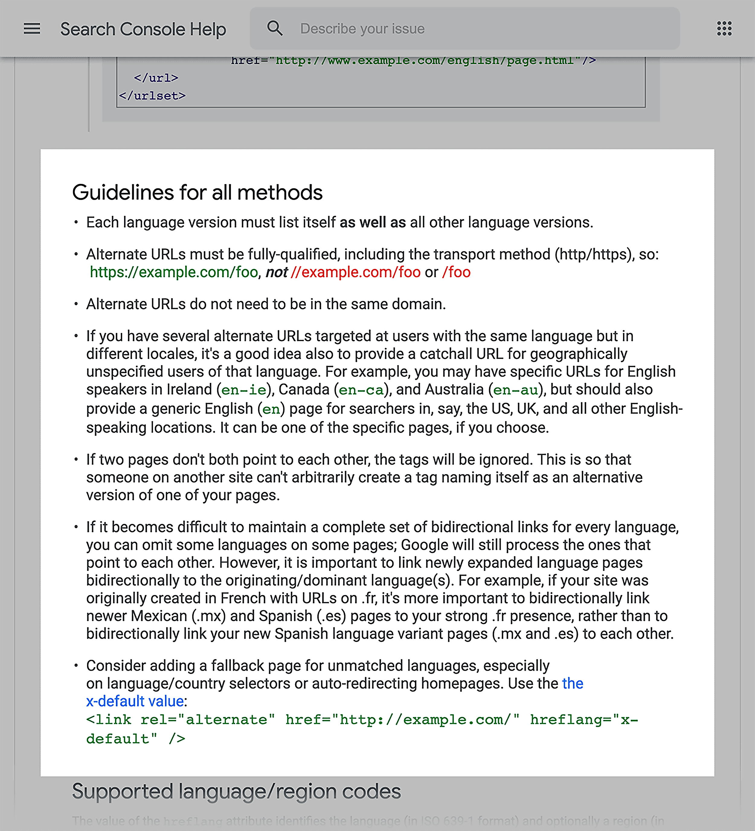 Search Console – Hreflang documentation Search Console – Hreflang documentation