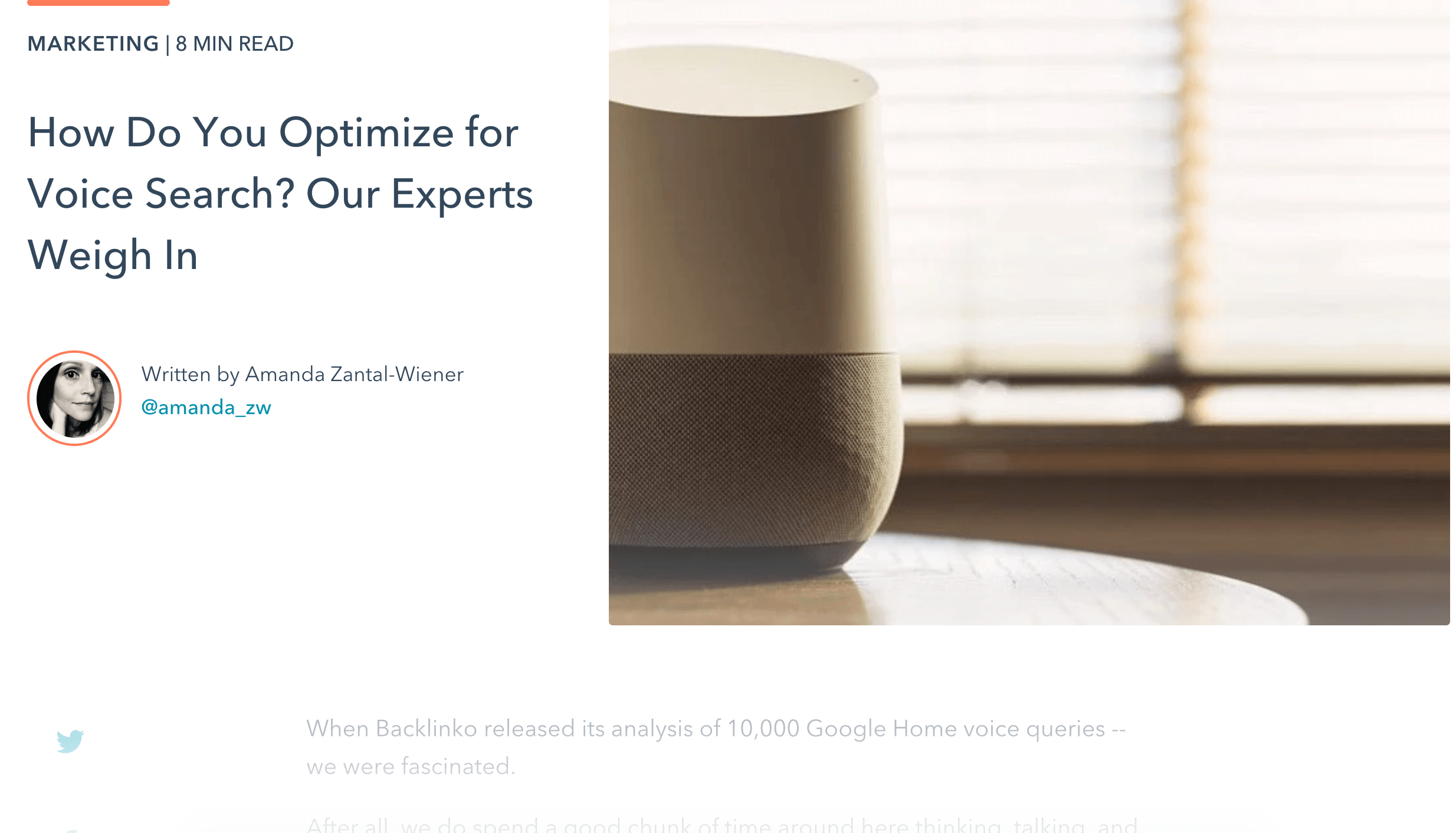 HubSpot – Backlinko voice search study post HubSpot – Backlinko voice search study post