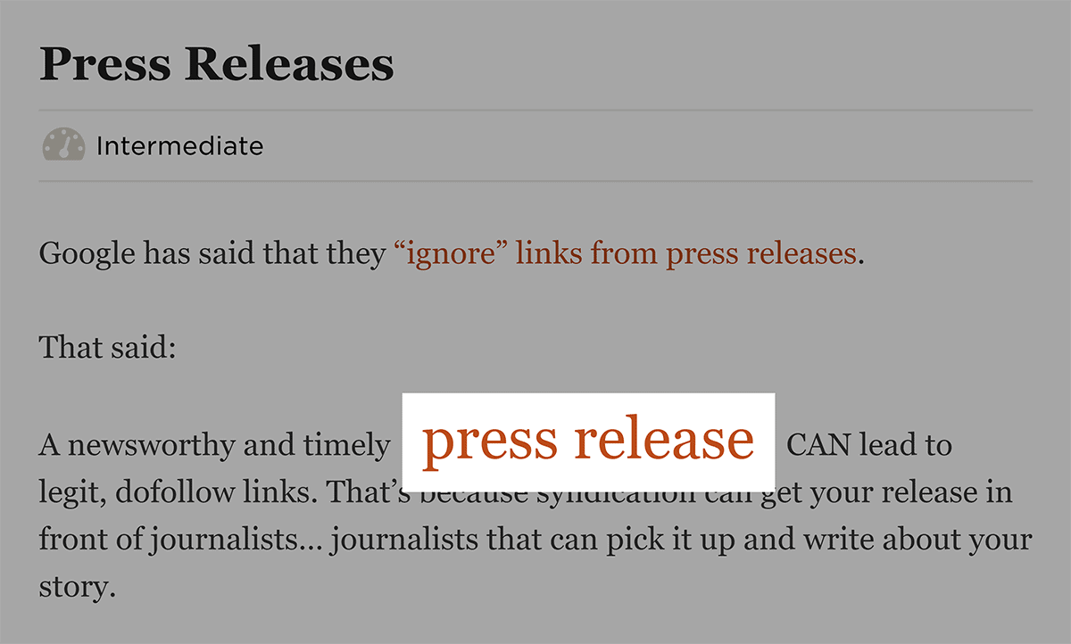 Internal link in Backlinko post Internal link in Backlinko post
