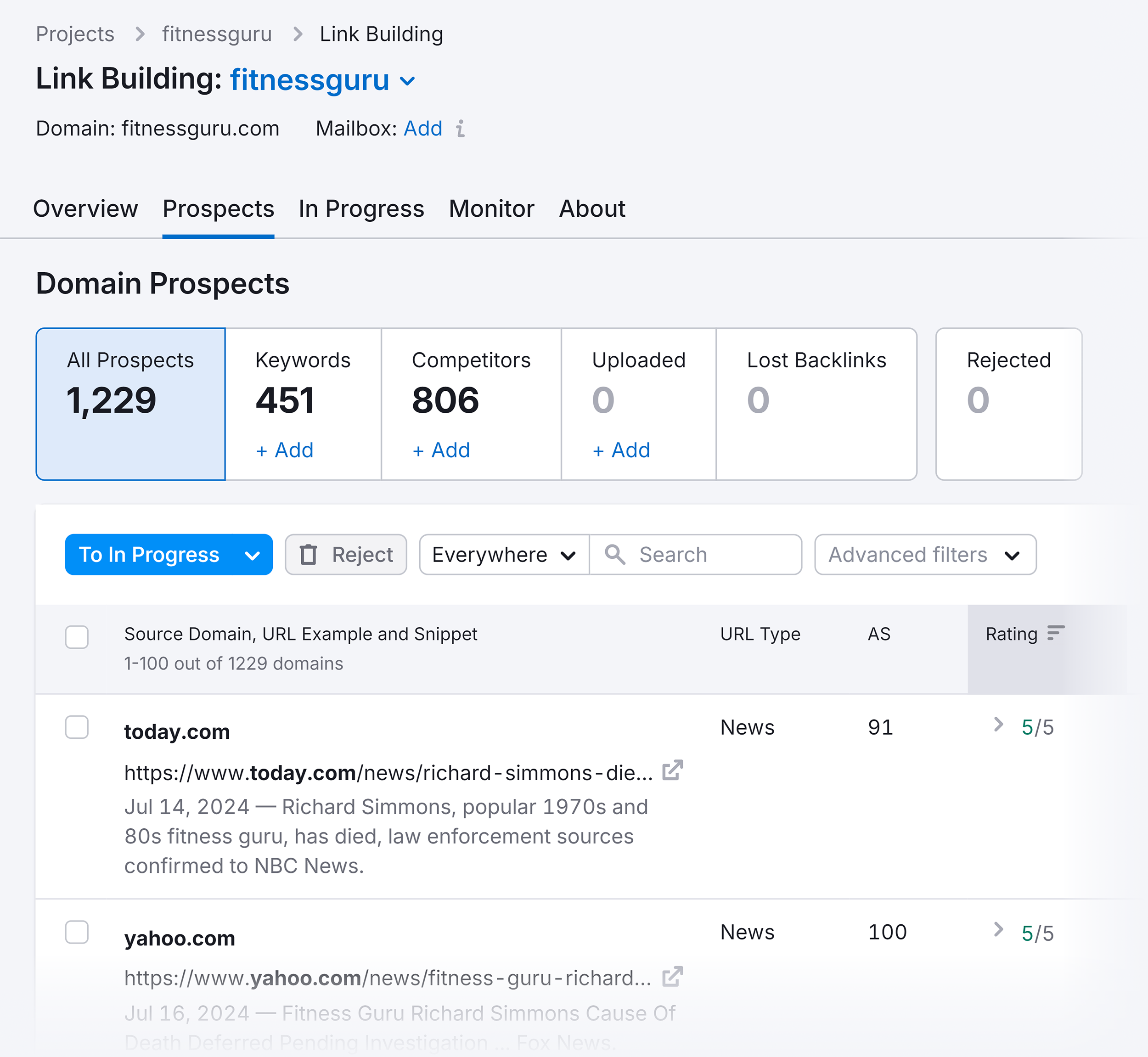 Link Building Tool – Prospects – Fitnessguru Link Building Tool – Prospects – Fitnessguru