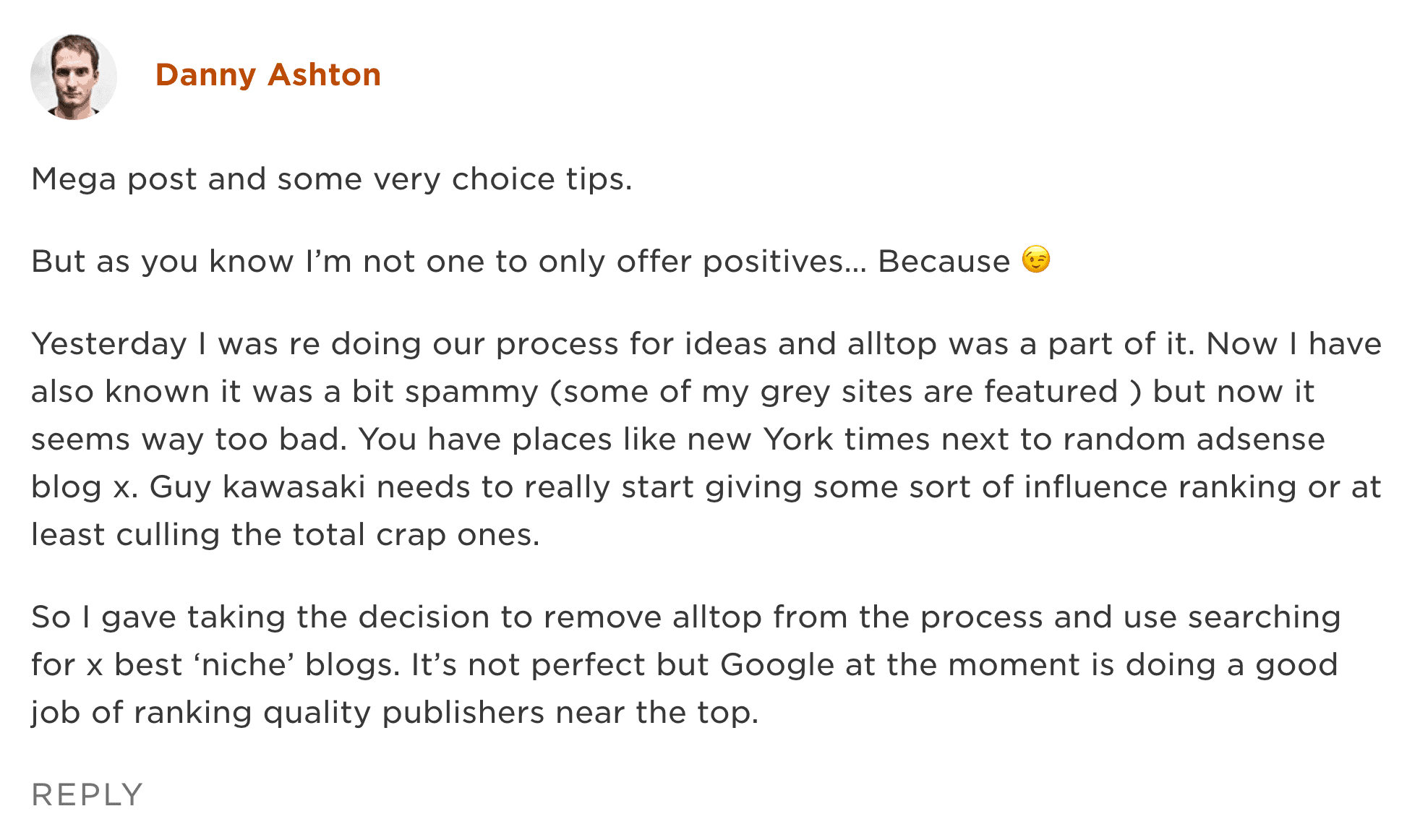Link from blog comment Link from blog comment
