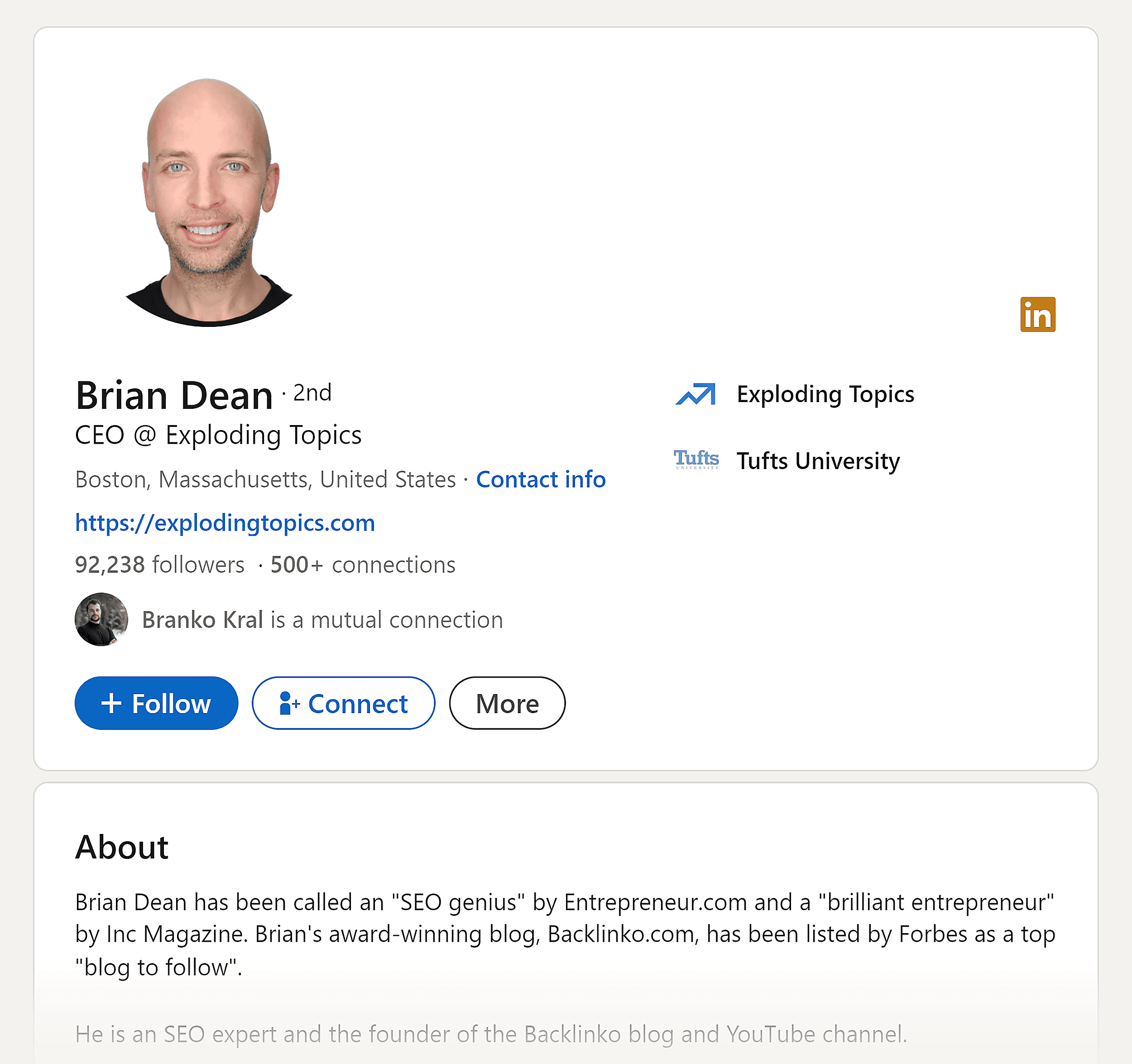 LinkedIn – Brian Dean LinkedIn – Brian Dean
