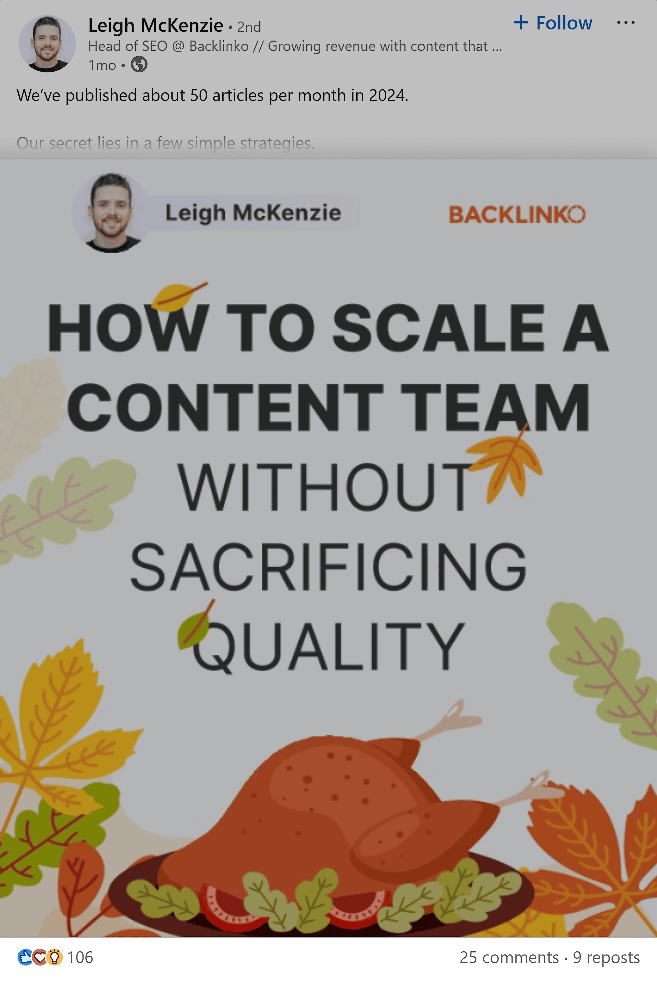 LinkedIn – Leigh Mckenzie – Scale a content LinkedIn – Leigh Mckenzie – Scale a content