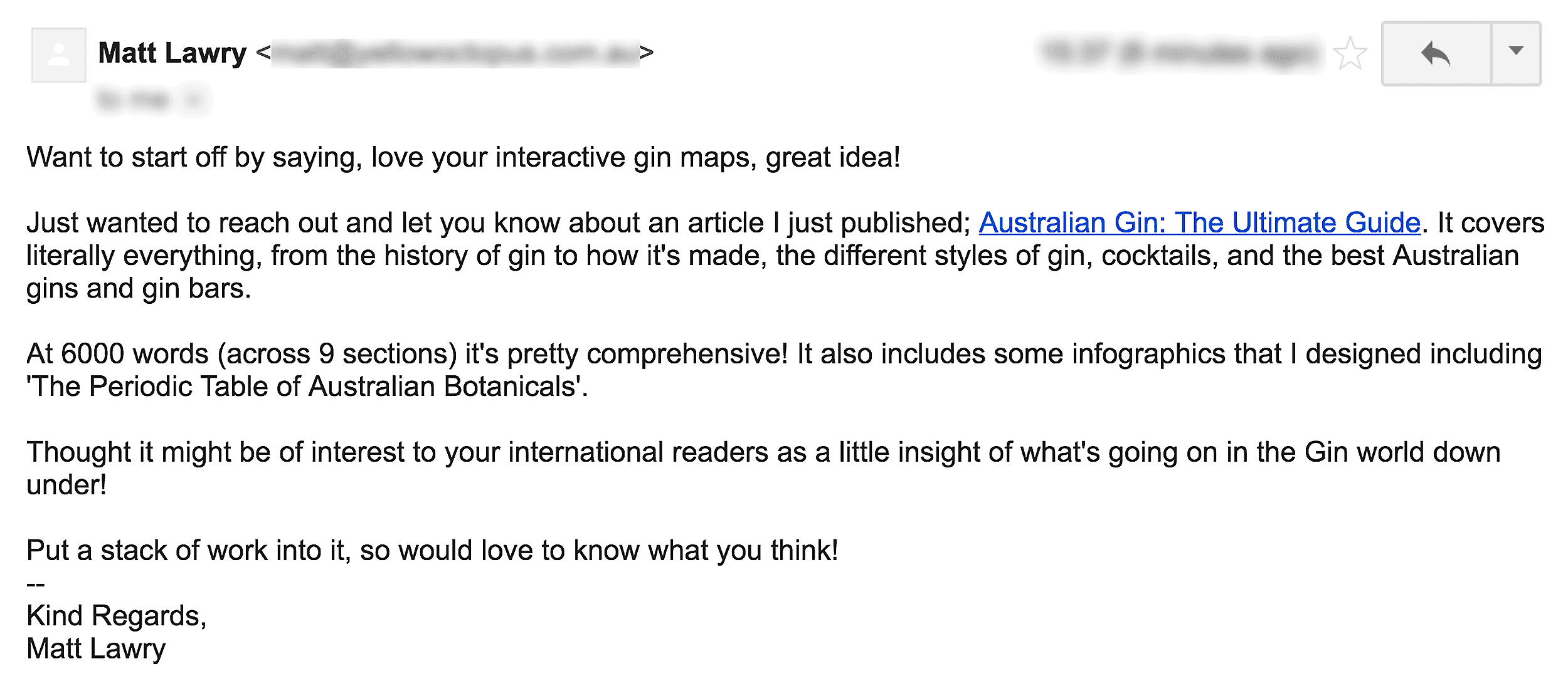 Mat's email outreach