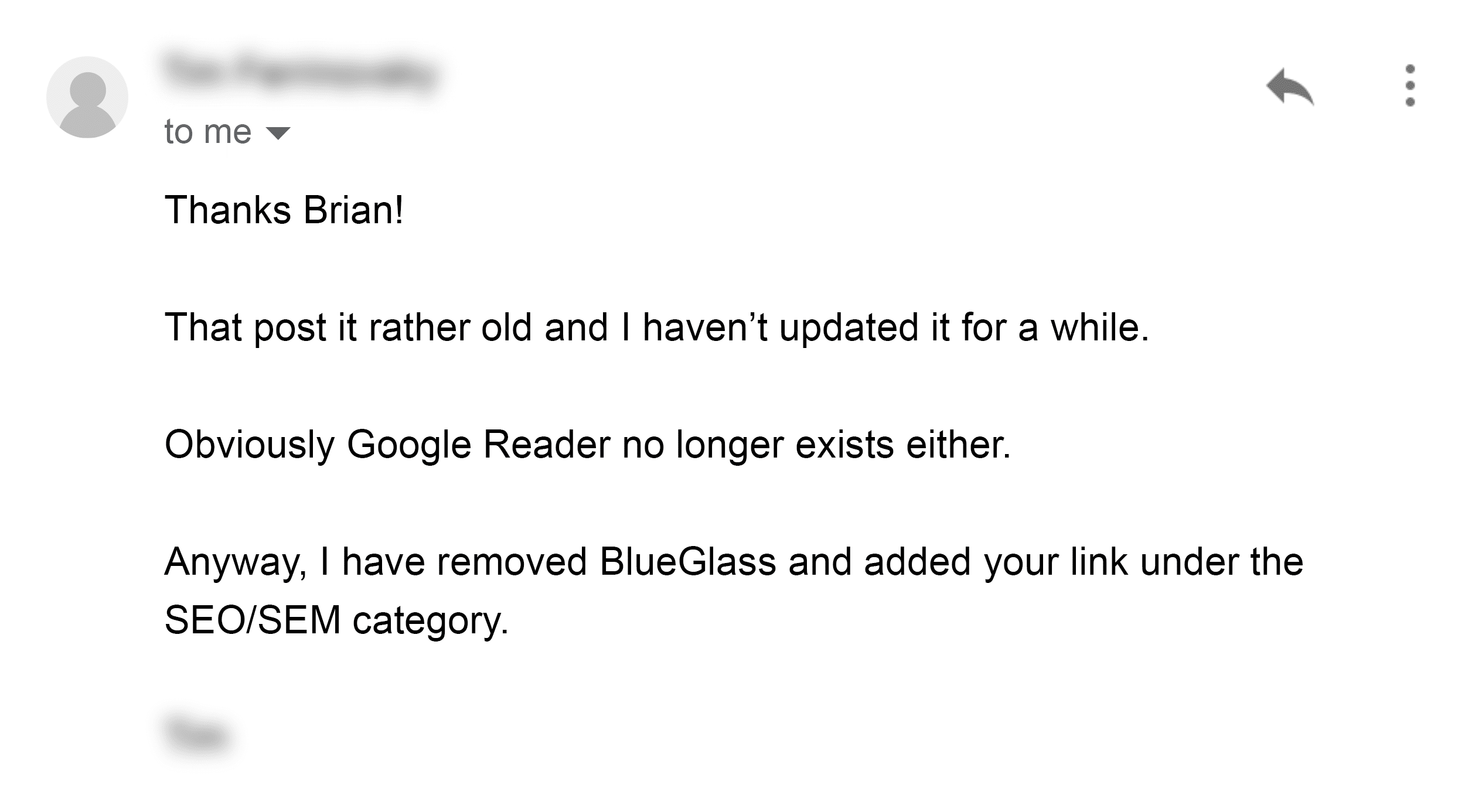 Outreach email reply – BlueGlass Outreach email reply – BlueGlass