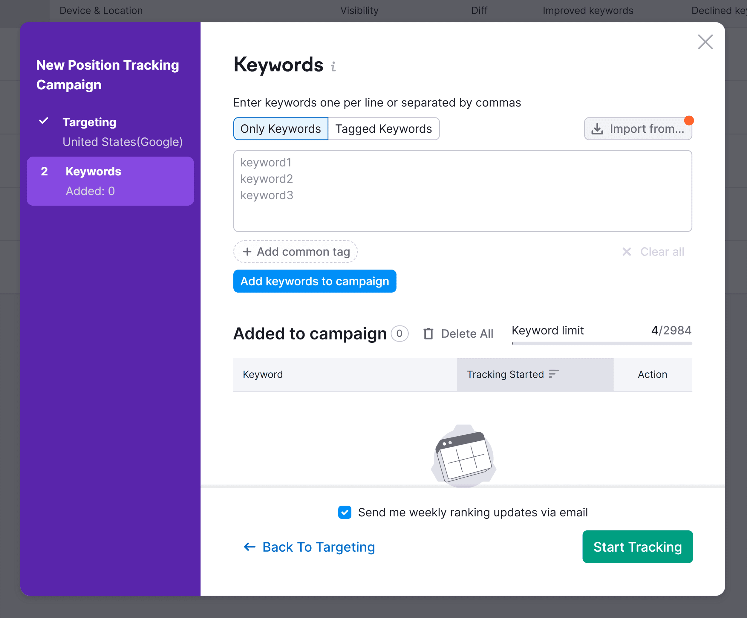 Position Tracking – Keywords Position Tracking – Keywords
