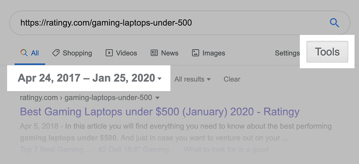Ratingy – Date range SERP Ratingy – Date range SERP