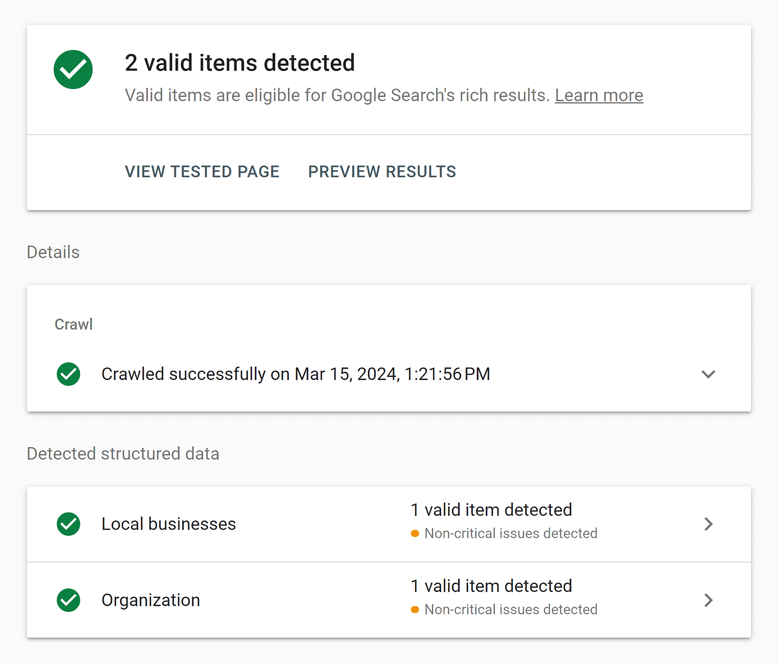 Rich results test – Valid items Rich results test – Valid items