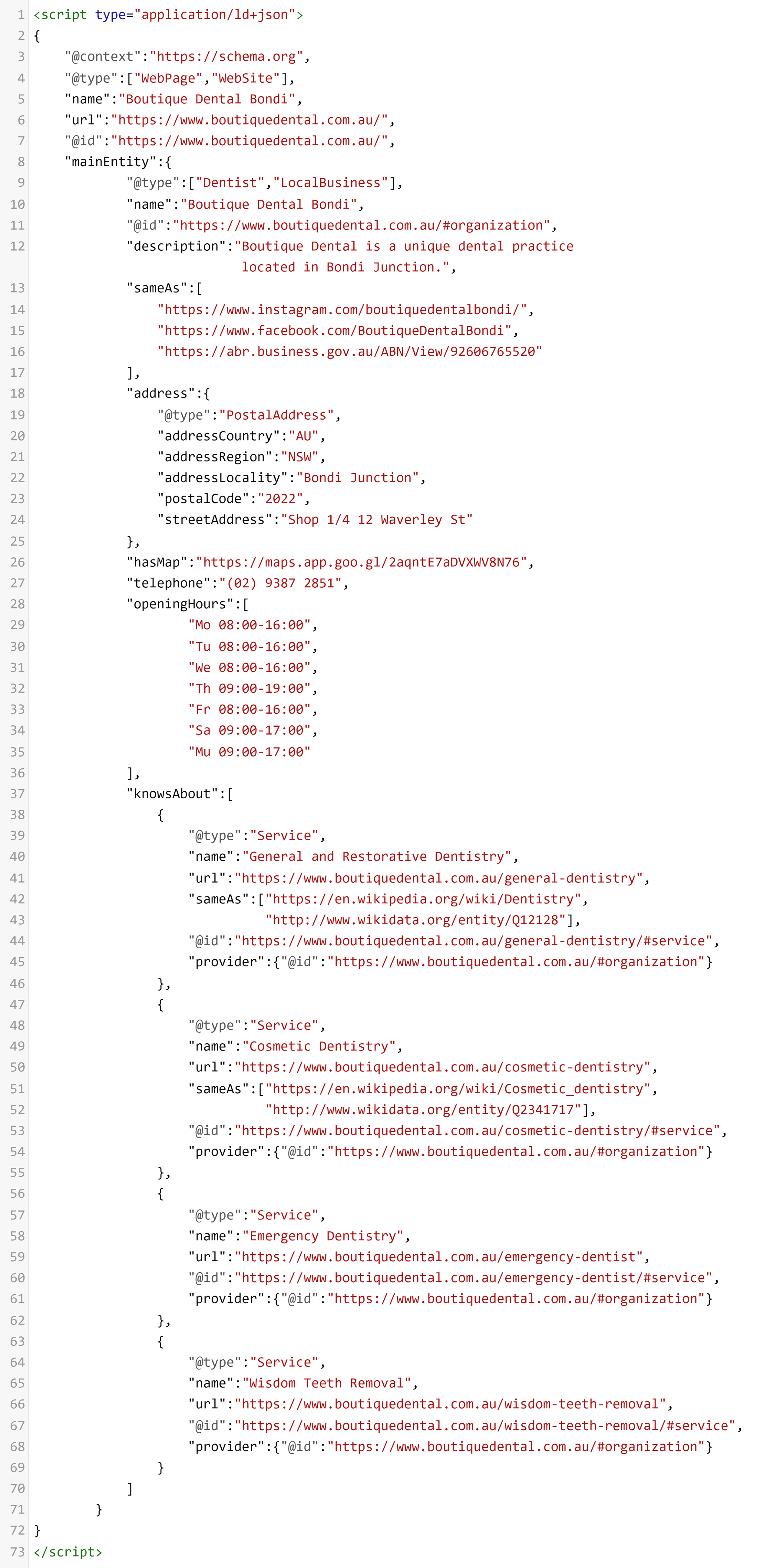 Schema markup example Schema markup example