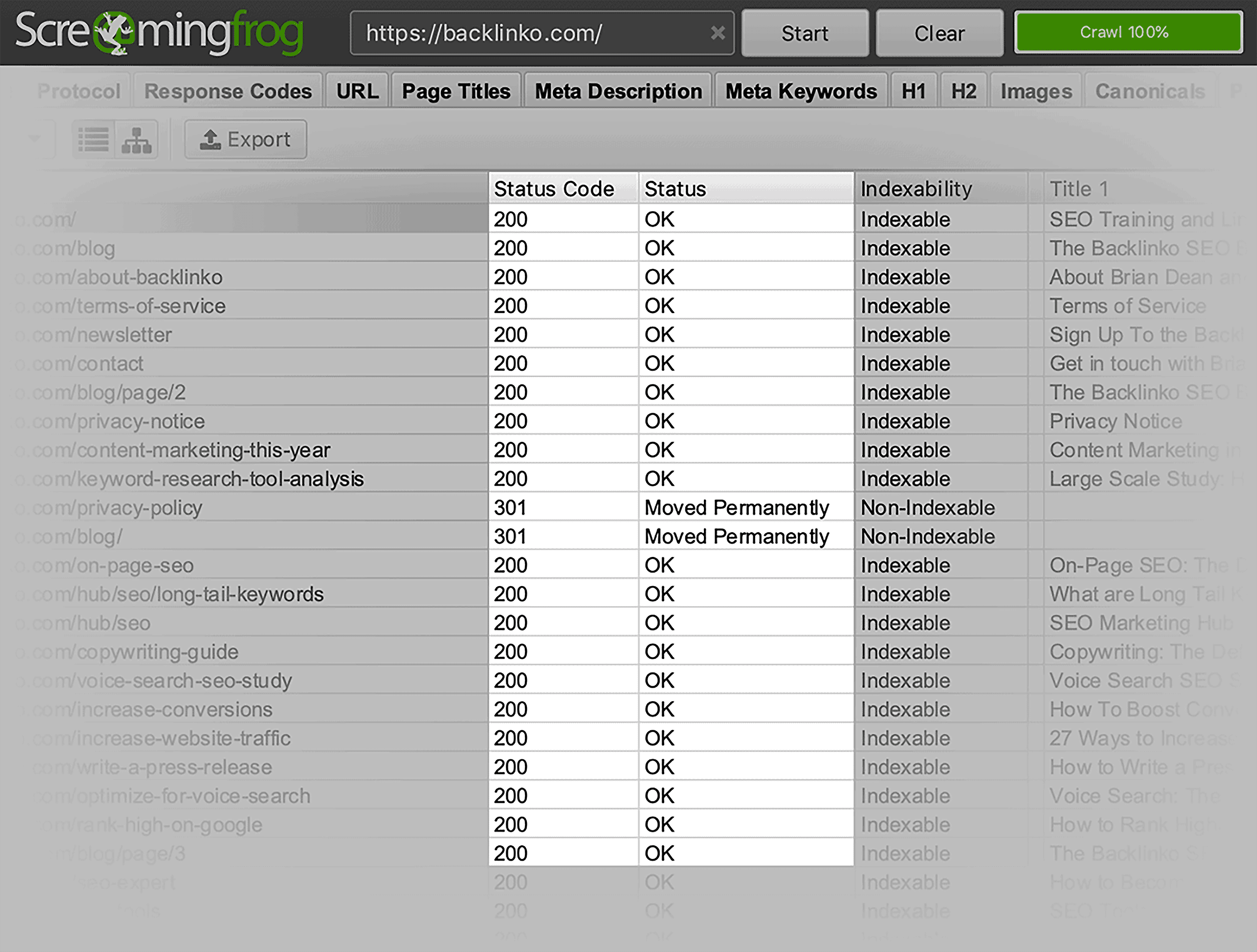 Screaming Frog – Link status Screaming Frog – Link status