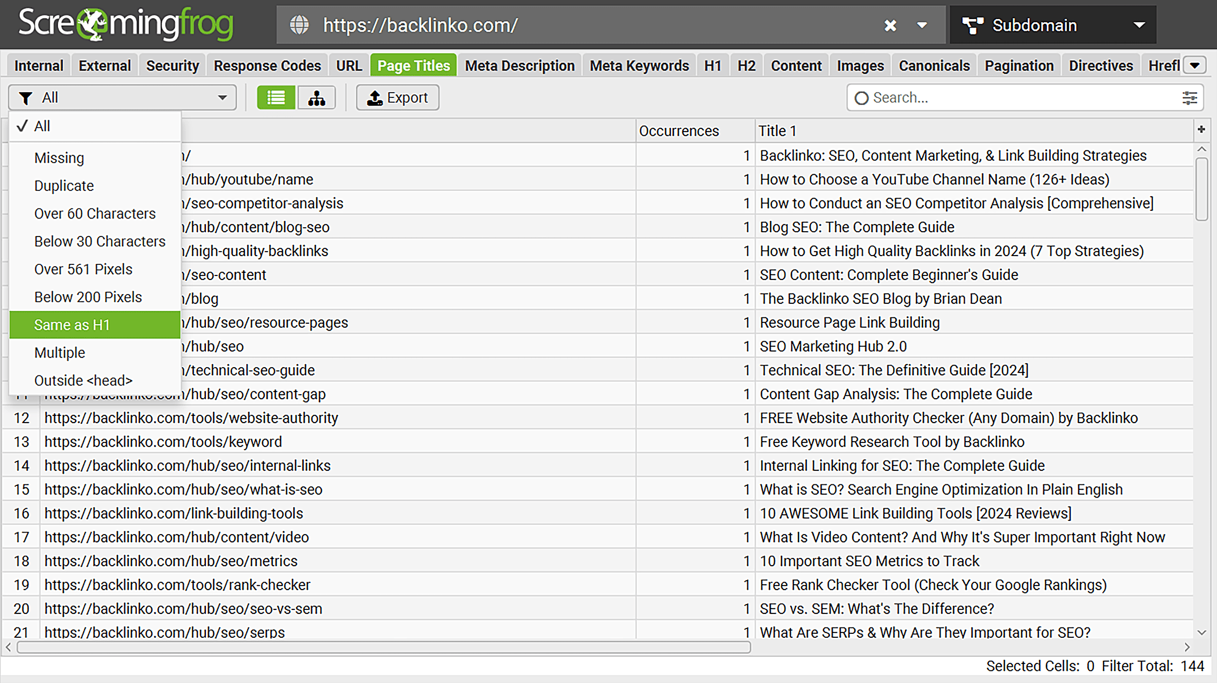 Screaming Frog – Page titles Screaming Frog – Page titles