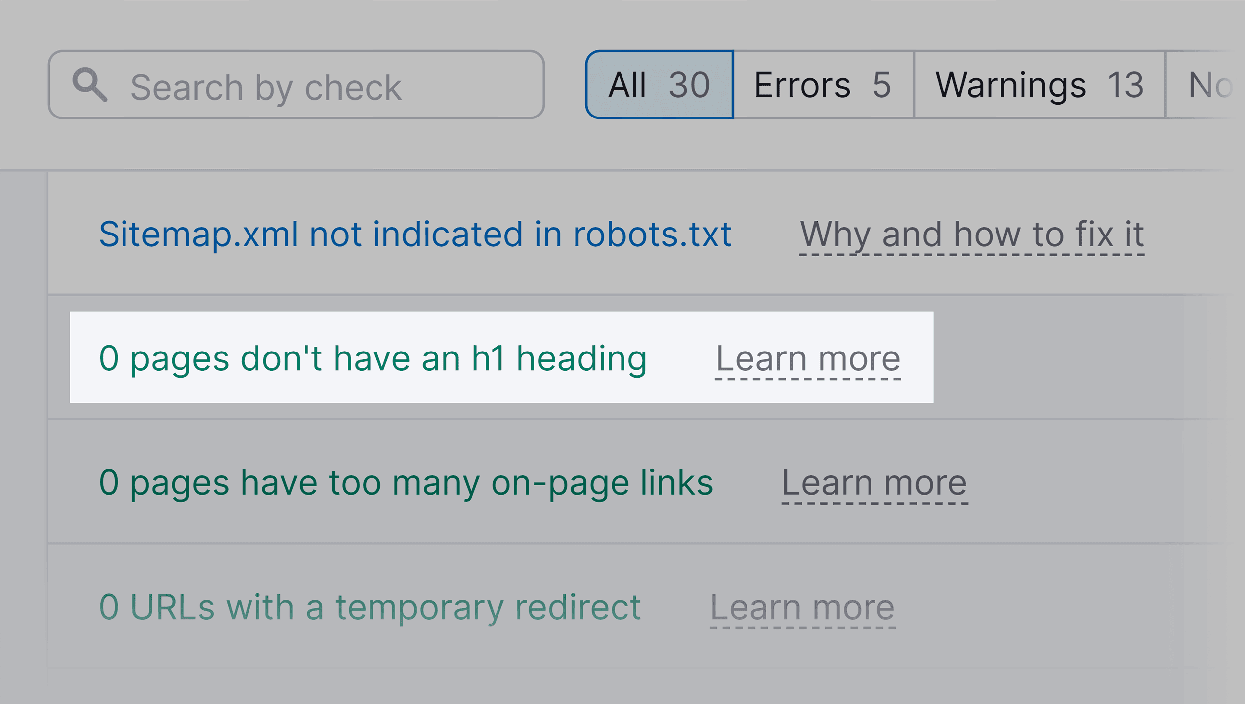Semrush – Site Audit – Warnings Semrush – Site Audit – Warnings