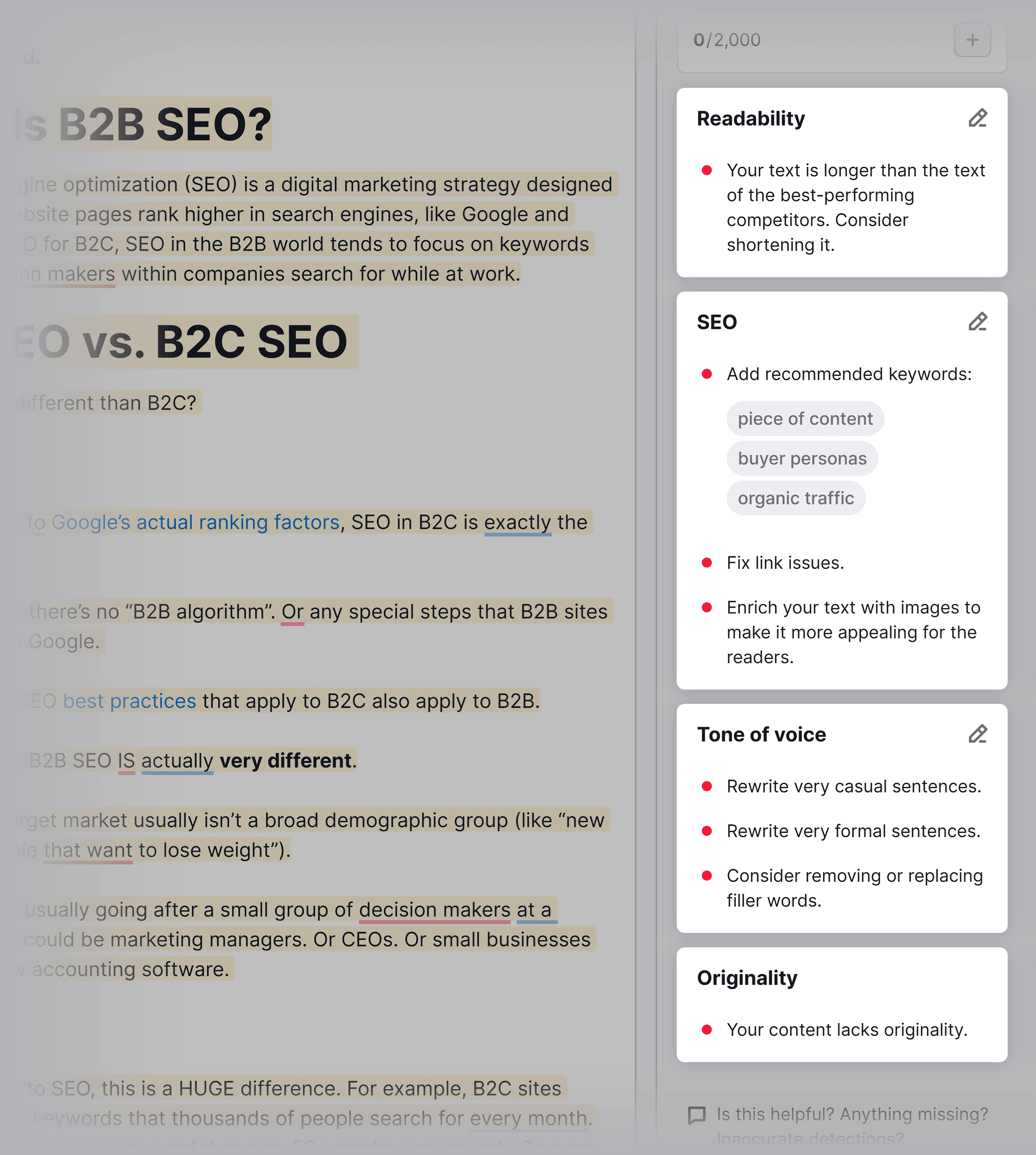 SEO Writing Assistant – Features